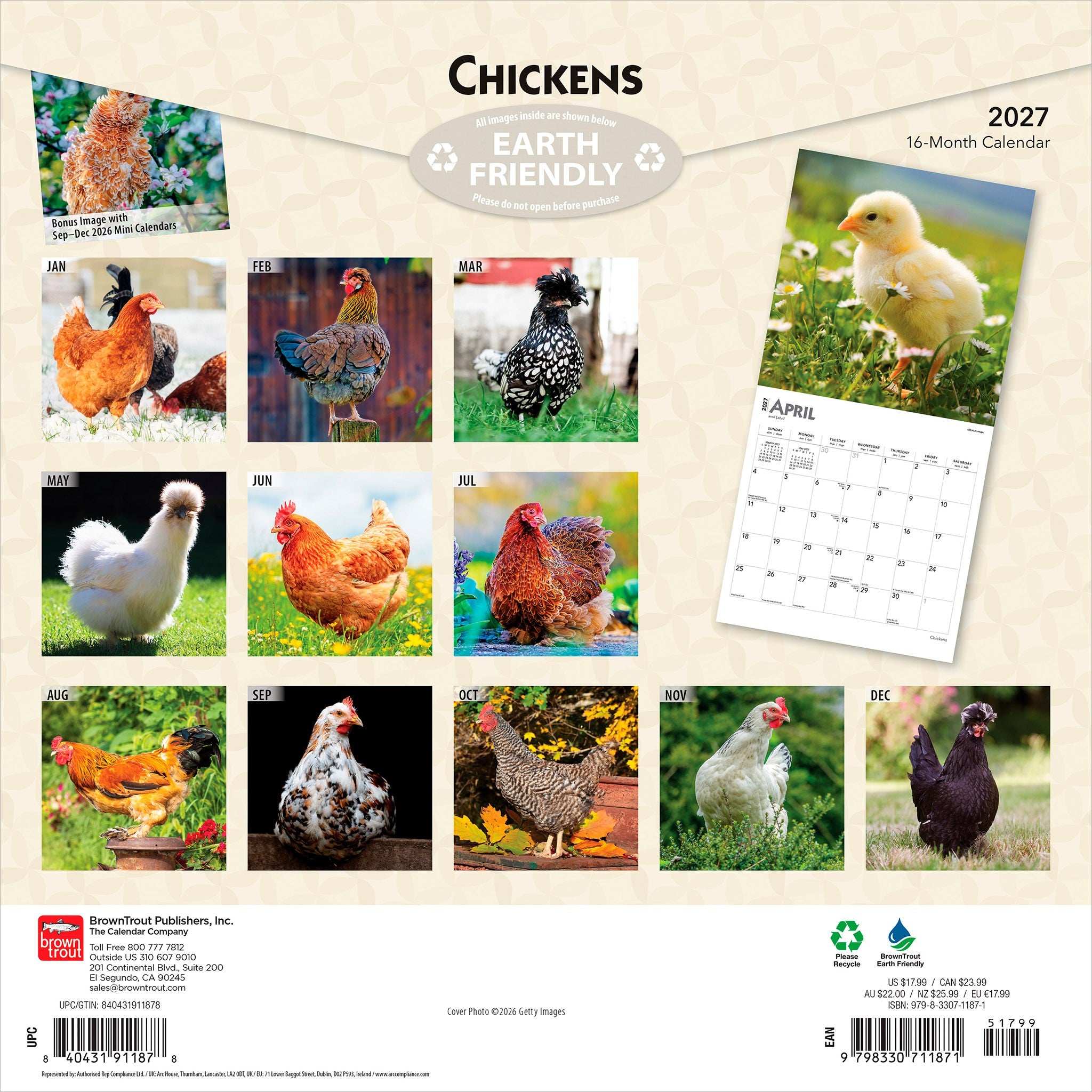 Chickens 2027 Wall Calendar