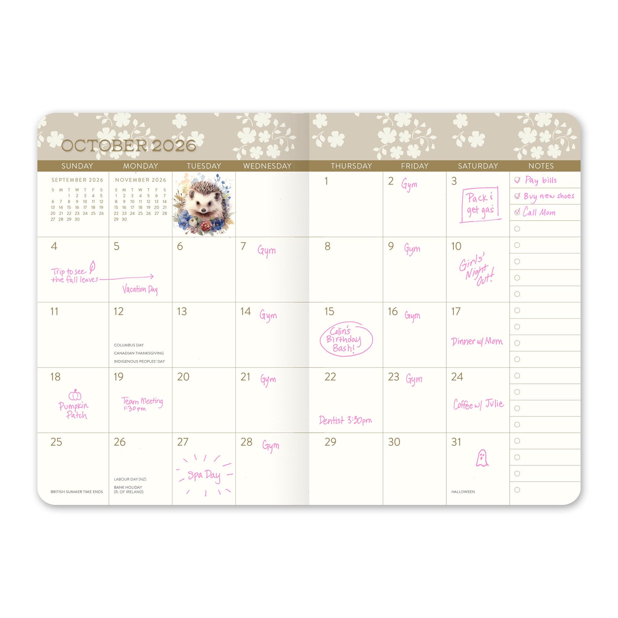 Hedgehog 2025-2026 Monthly Exclusive Pocket Planner