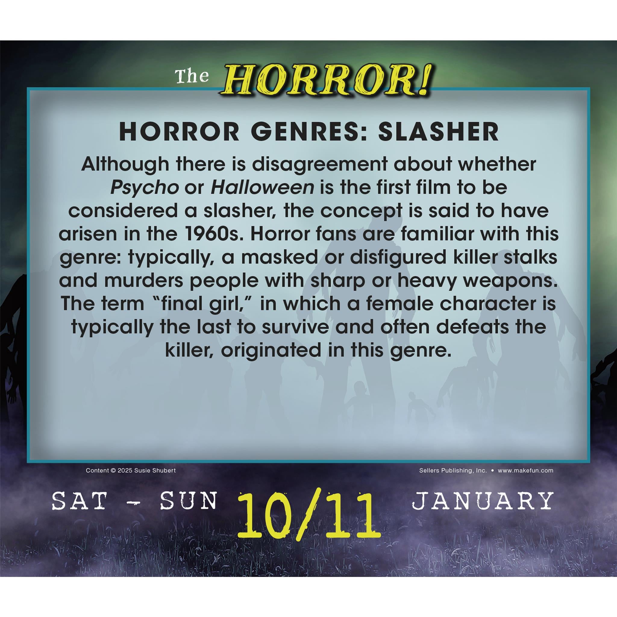 The Horror Terrifying Trivia For Fright Fanatics 2026 Box Calendar