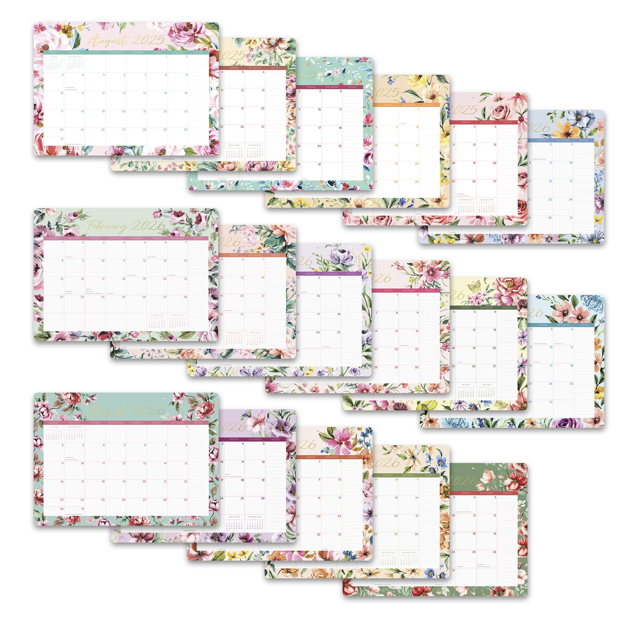 Bella Flora 2025-2026 Decorative Desk Pad Calendar