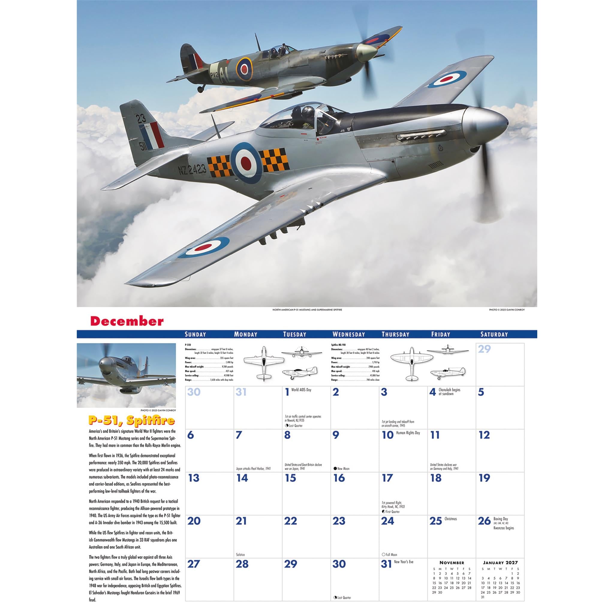 Golden Age Of Flight Deluxe 2026 Wall Calendar