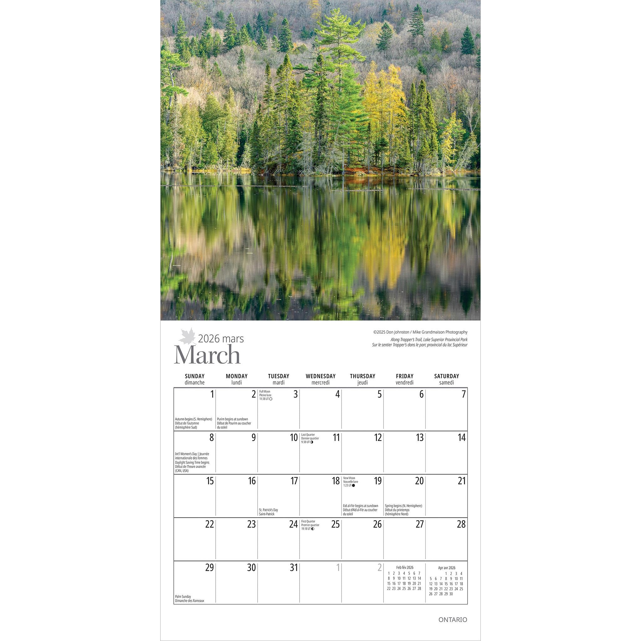 Ontario Bilingual 2026 Mini Calendar