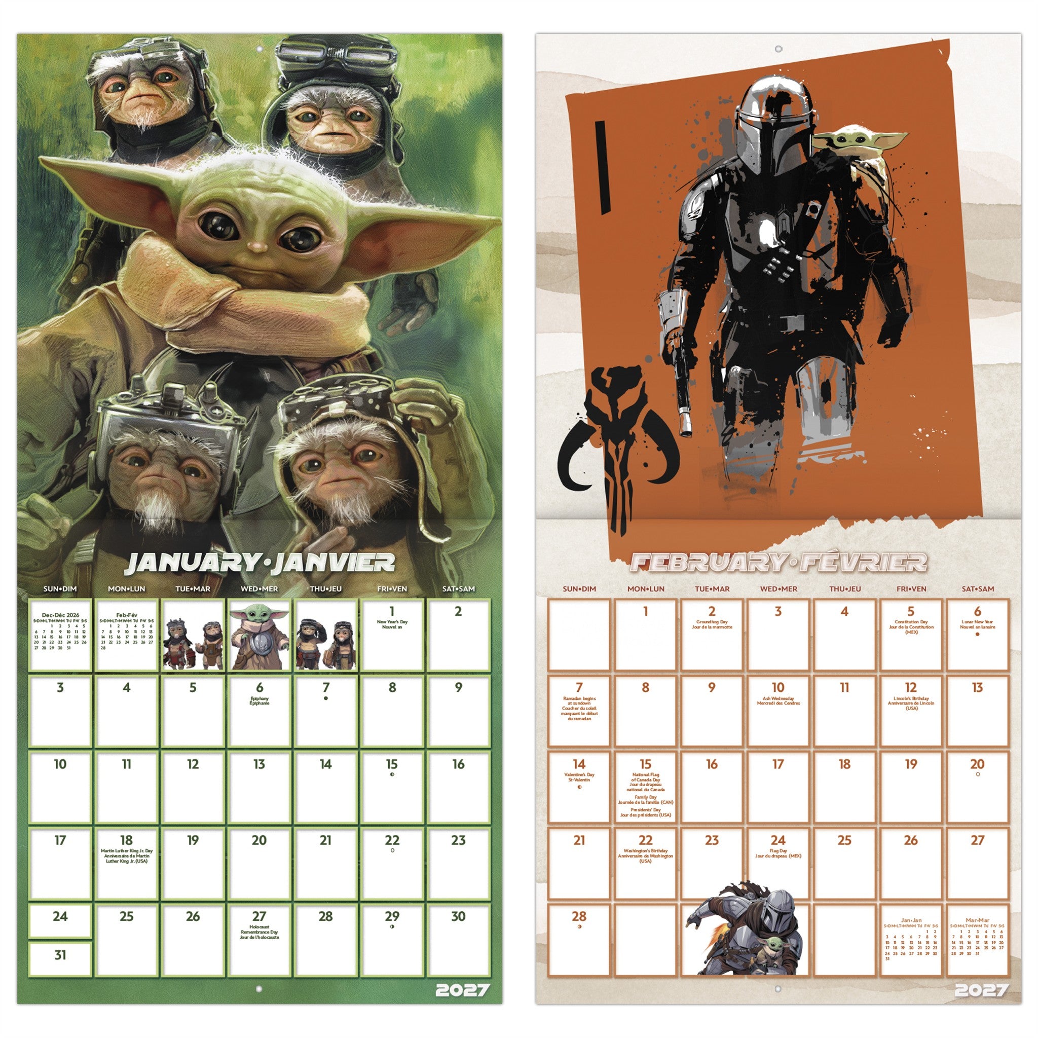 Star Wars The Mandalorian and Grogu 2027 Wall Calendar