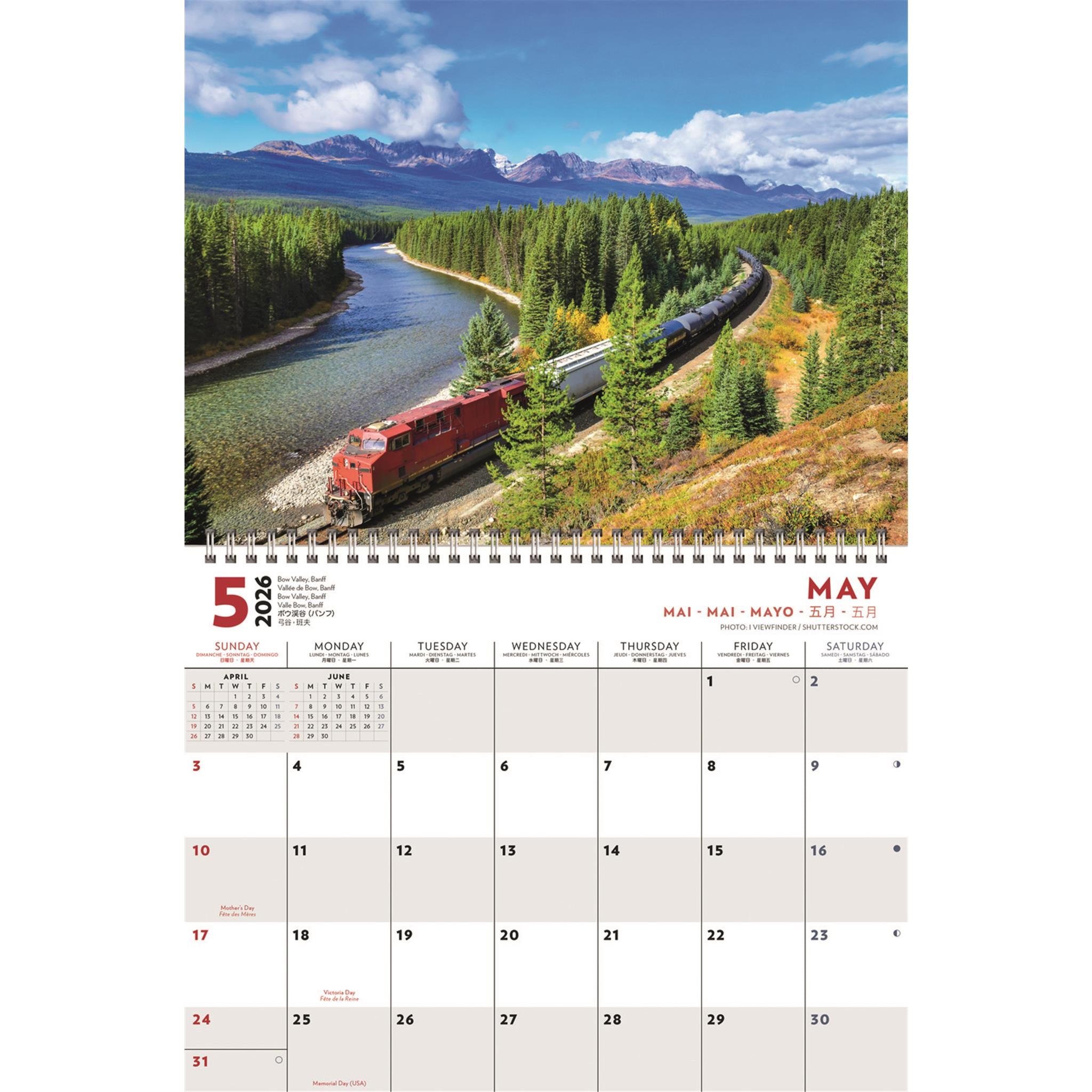 Canadian Rockies Multi Language 2026 Wall Calendar