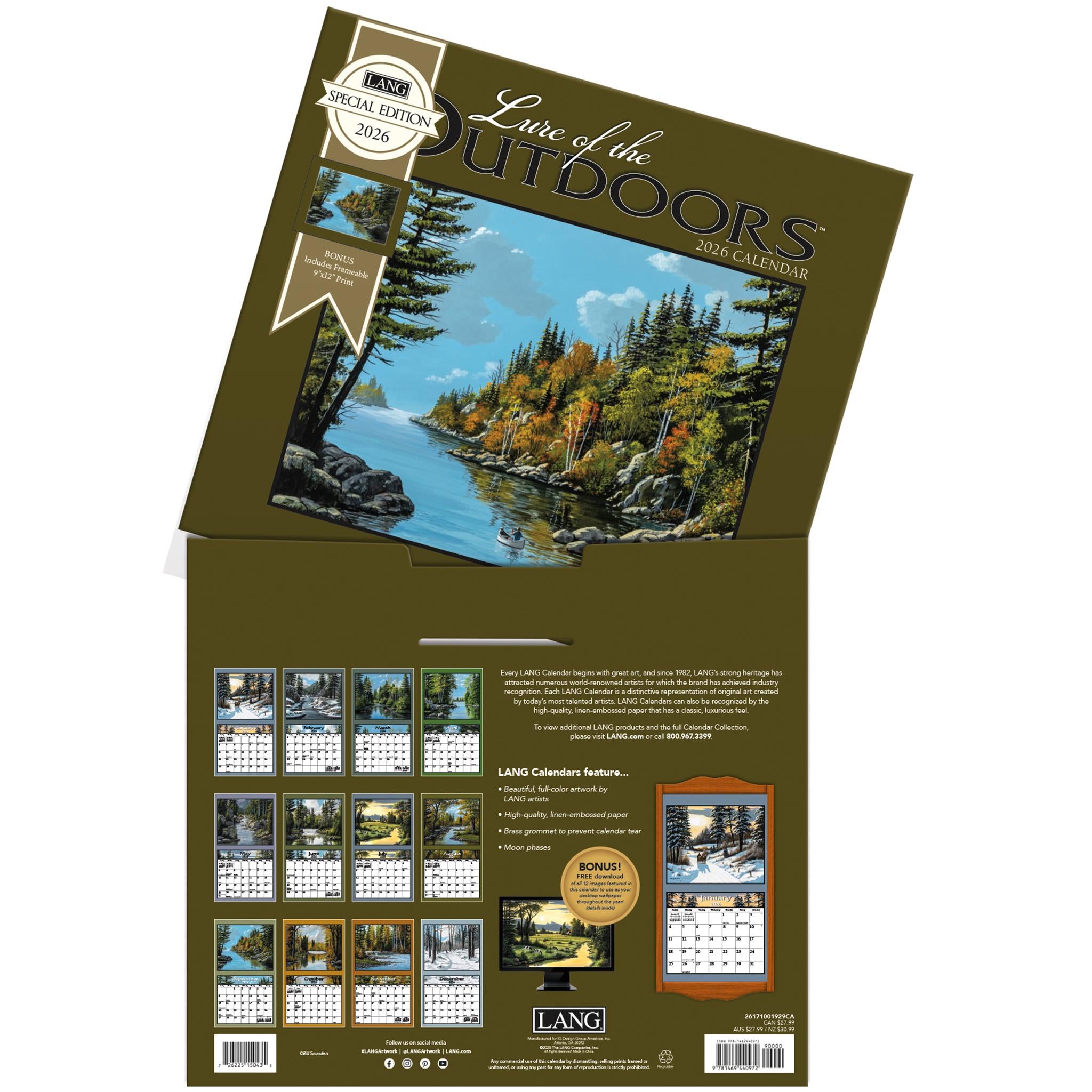 Lure Of The Outdoors 2026 Special Edition Wall Calendar with Print