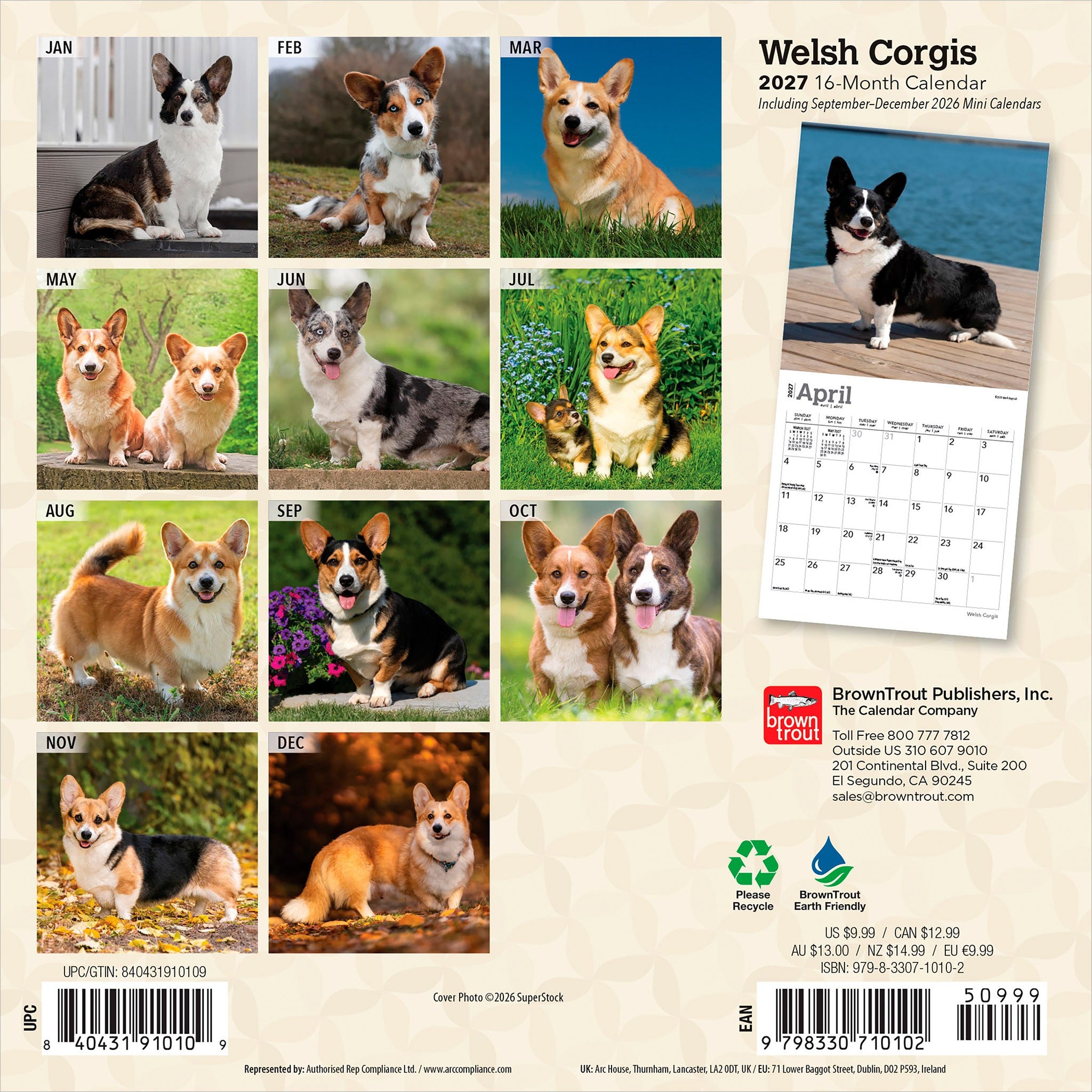 Welsh Corgis 2027 Mini Calendar