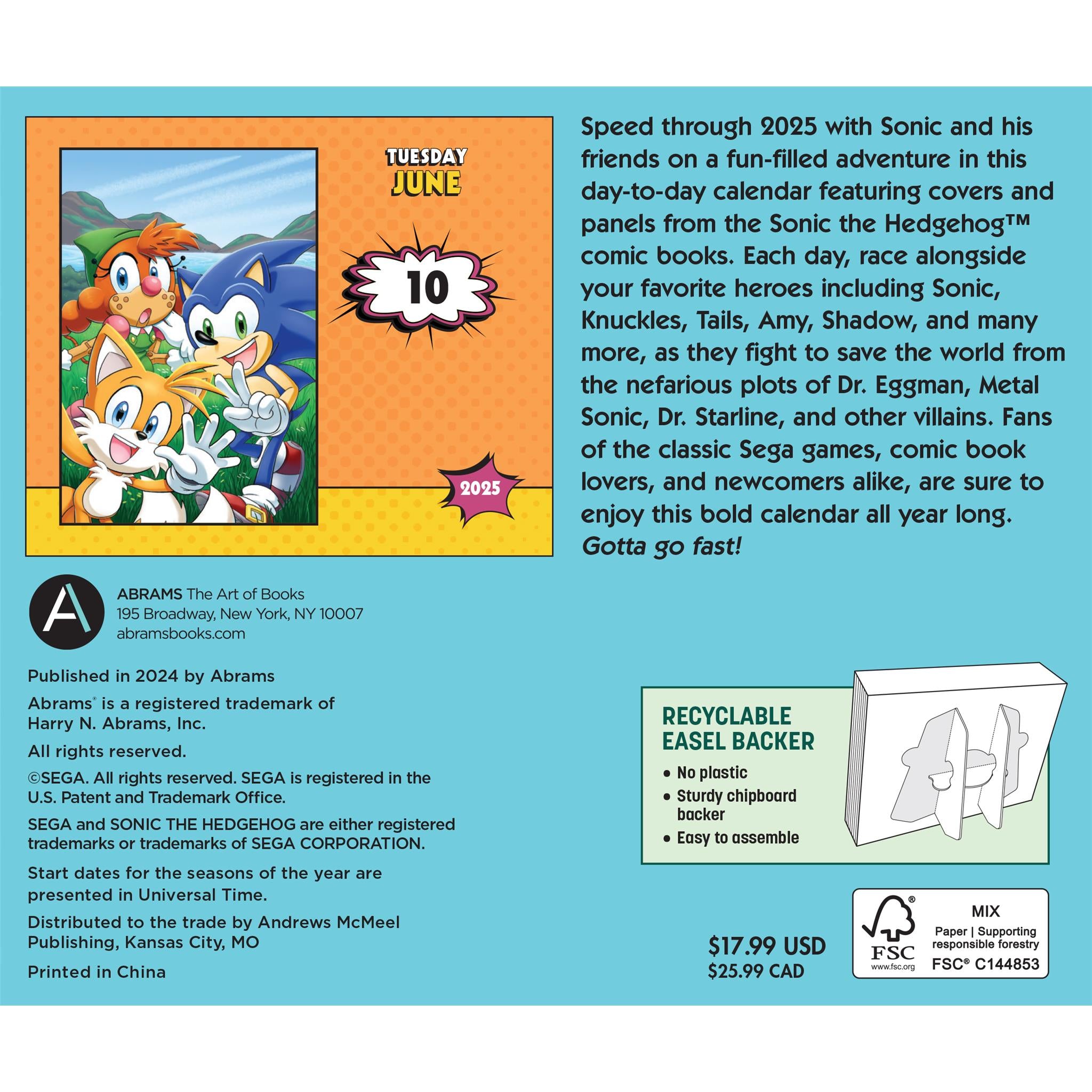 Sonic The Hedgehog Comics Box 2025 Calendar