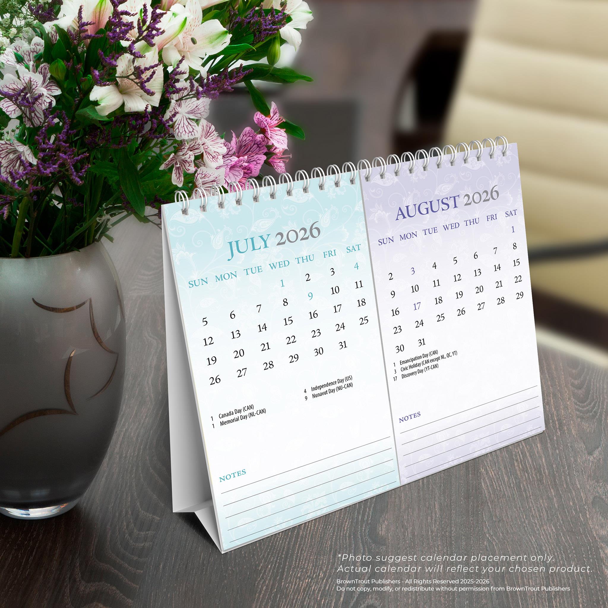 Patterned 2026 Double View Easel Calendar