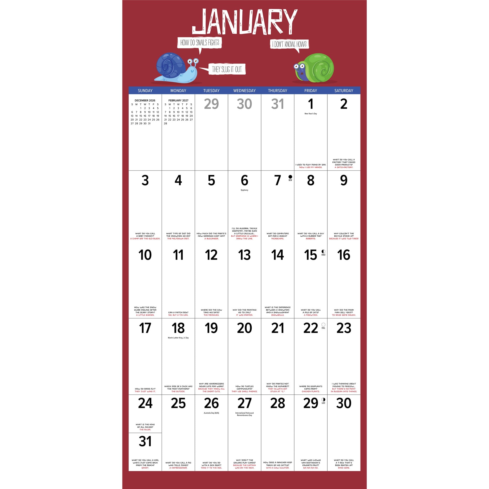Bad Dad Jokes 2027 Wall Calendar