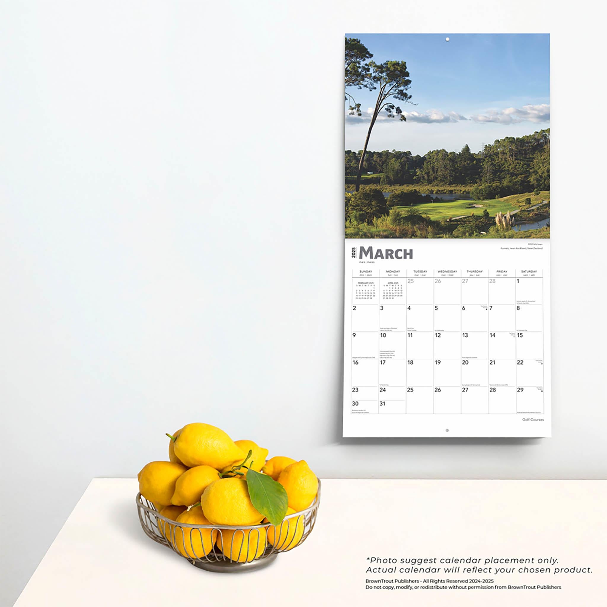 Golf Courses Wall 2025 Calendar