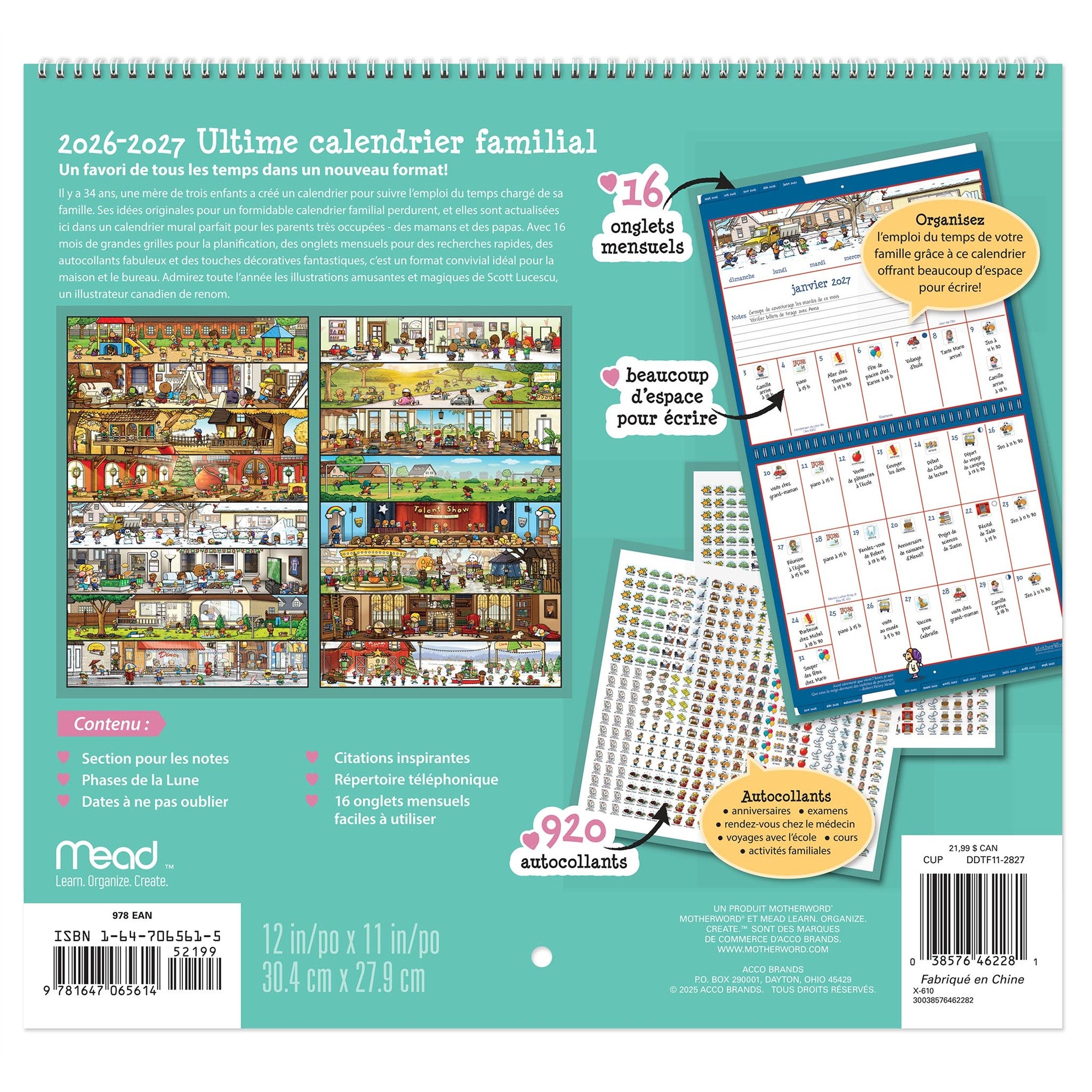 MotherWord Tabbed French 2027 Wall Calendar