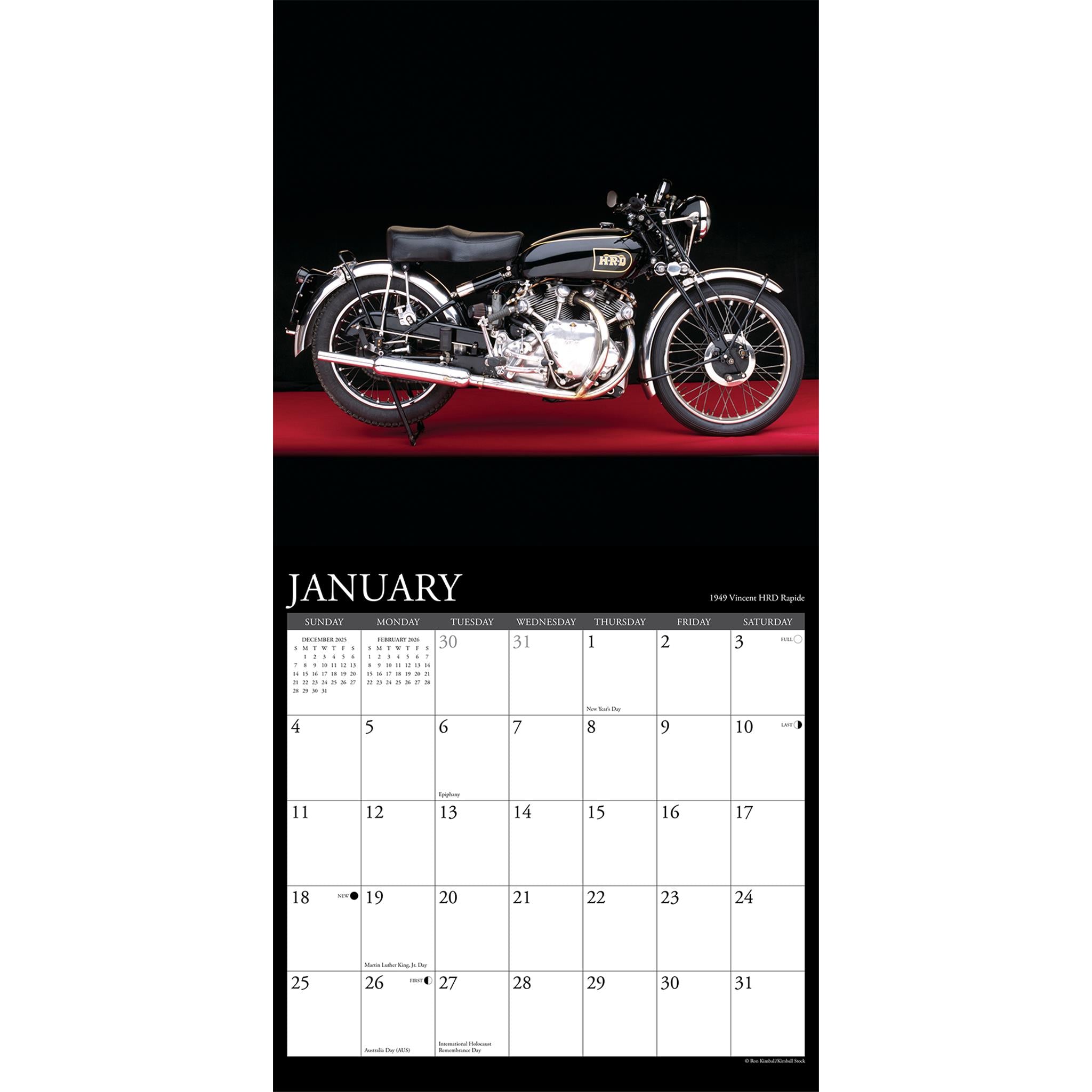 Classic Motorcycles 2026 Wall Calendar