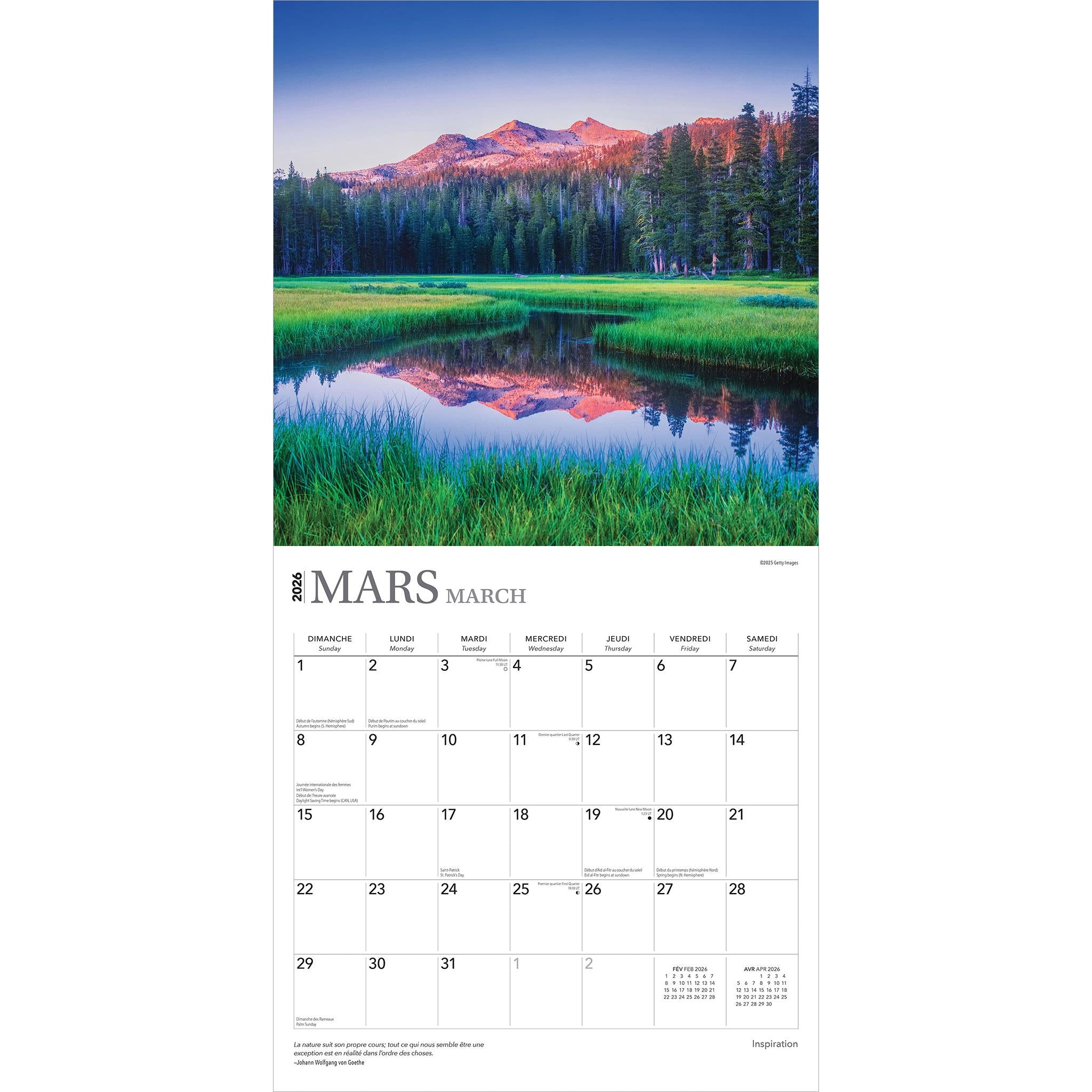 Inspiration 2026 Wall Calendar (French)
