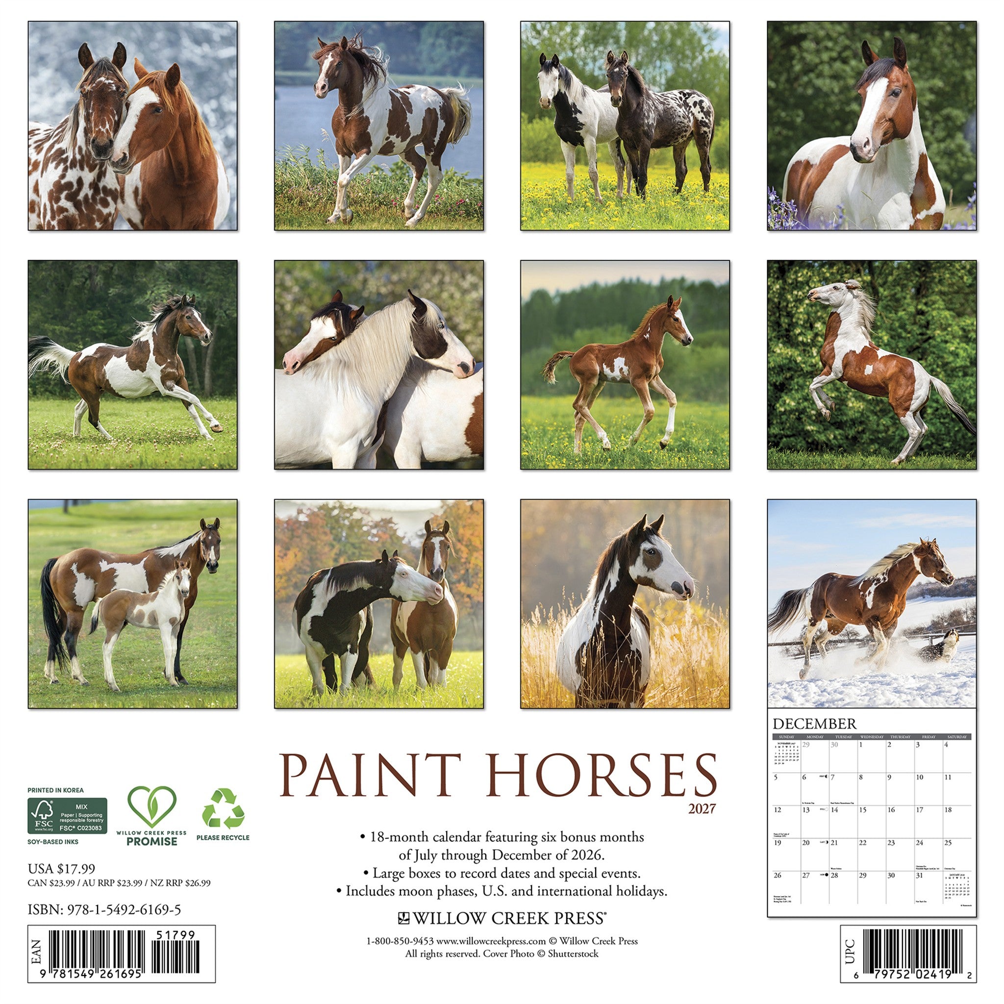 Paint Horses 2027 Wall Calendar
