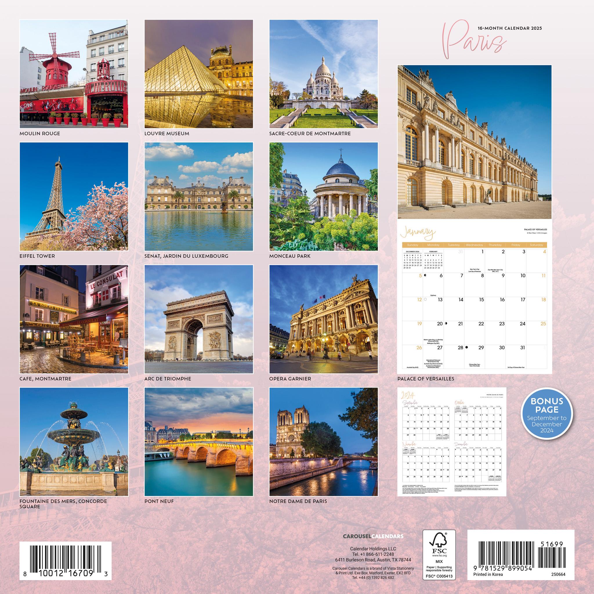 Paris Wall 2025 Calendar