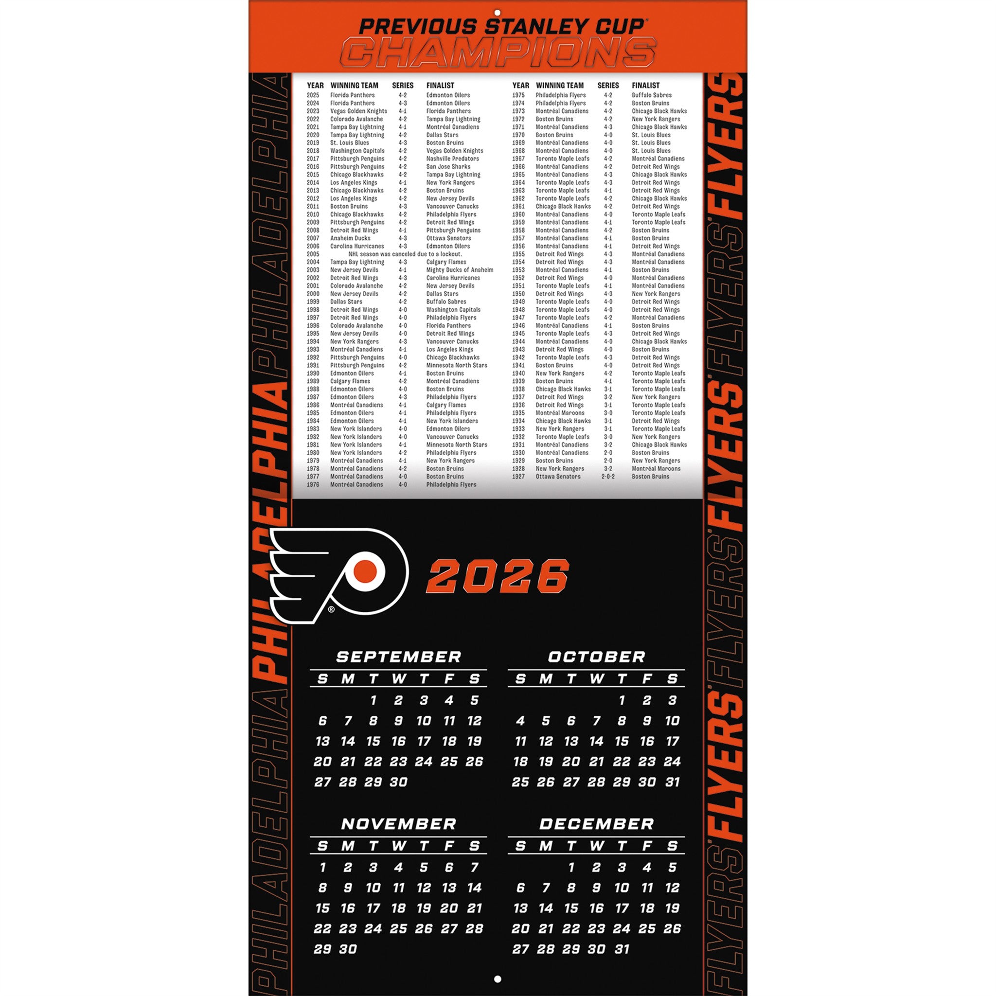 NHL Philadelphia Flyers 2027 Wall Calendar