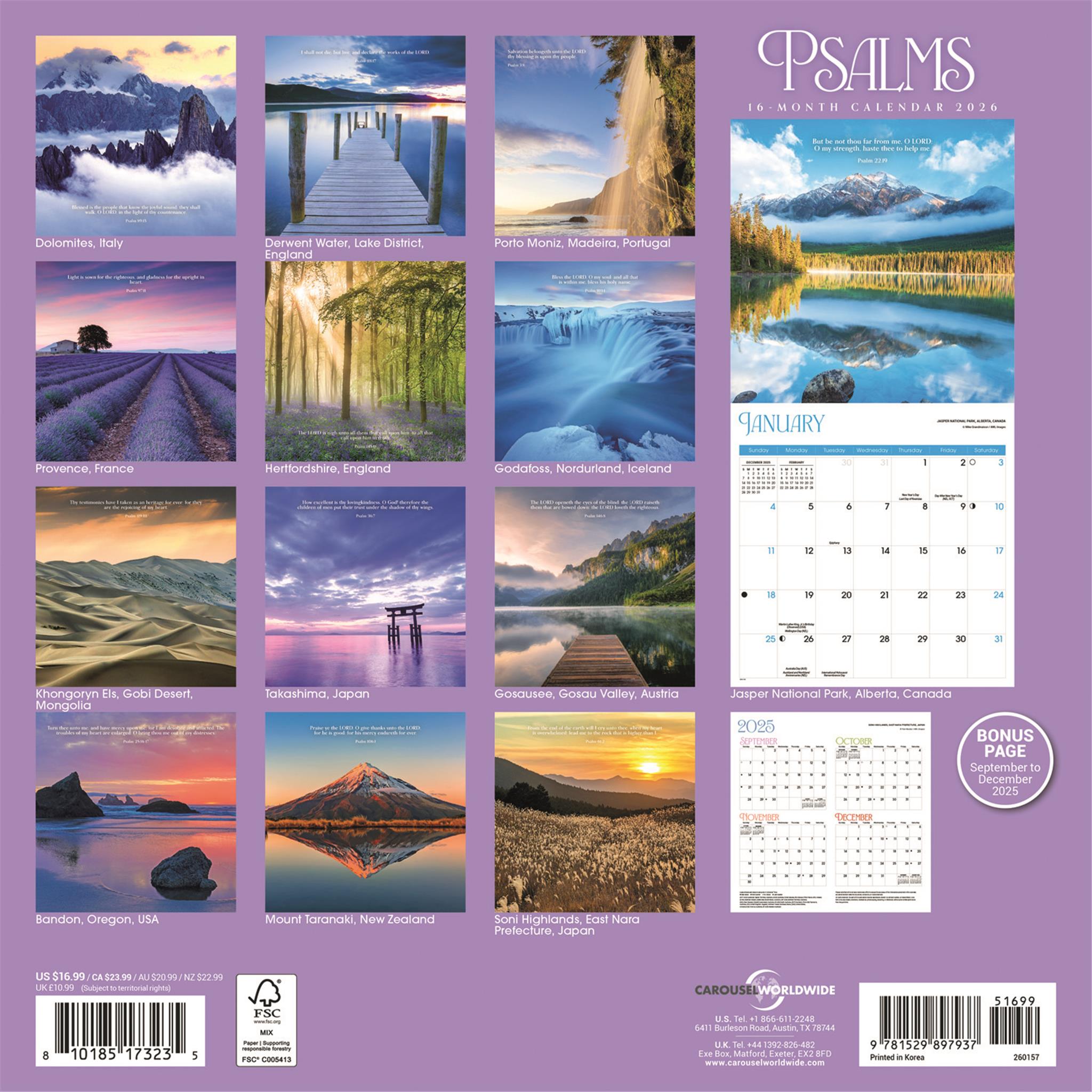 Psalms 2026 Wall Calendar