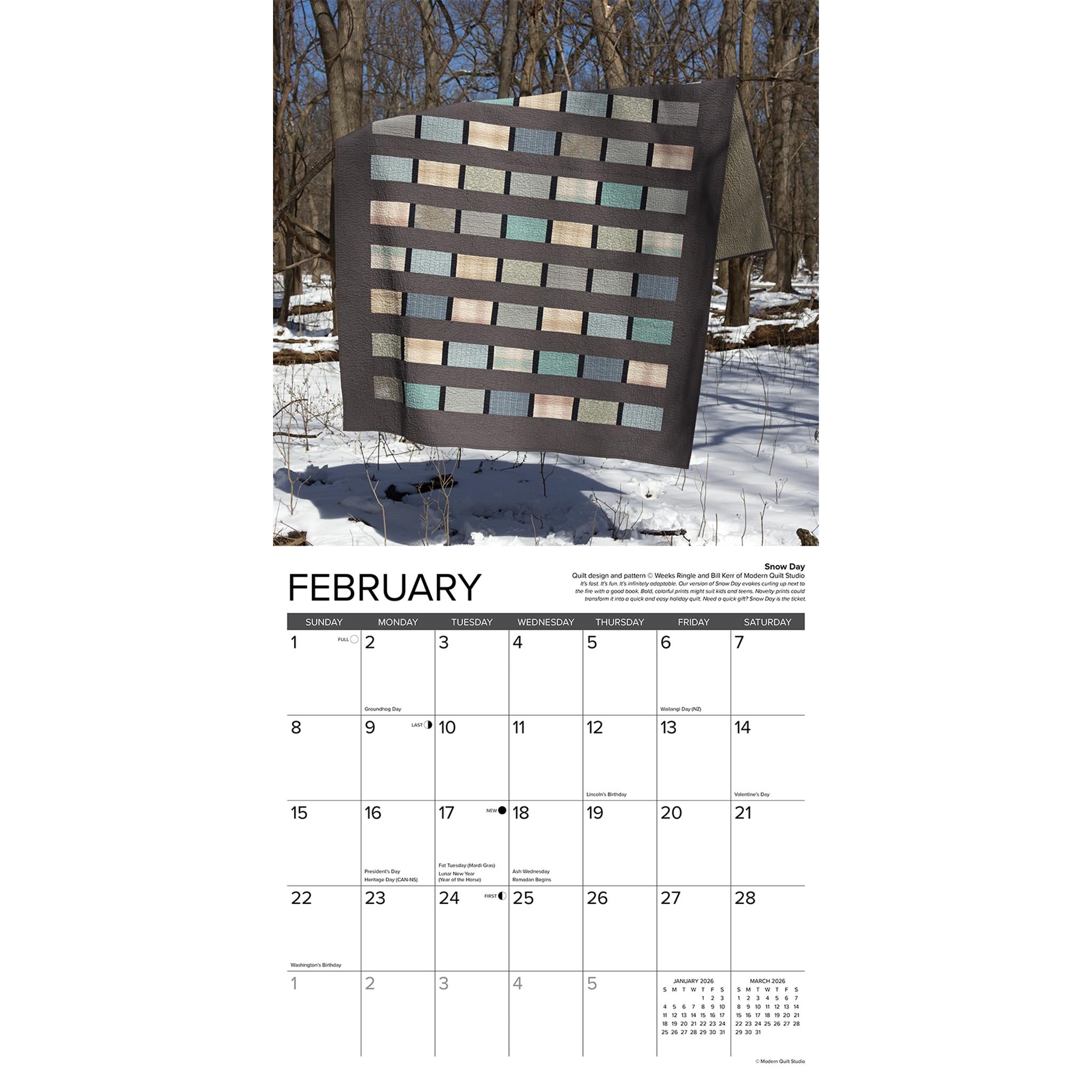 Art Of The Quilt 2026 Wall Calendar