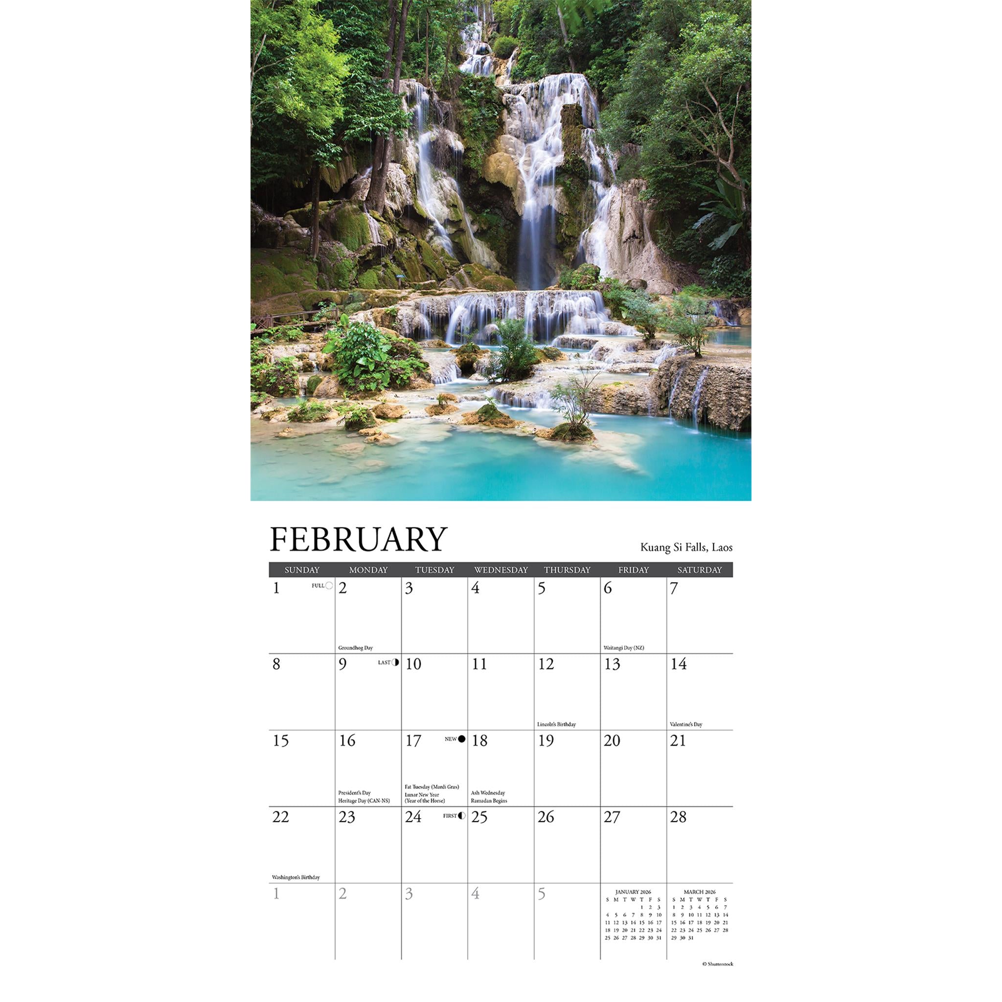 Waterfalls 2026 Mini Calendar - Online Only