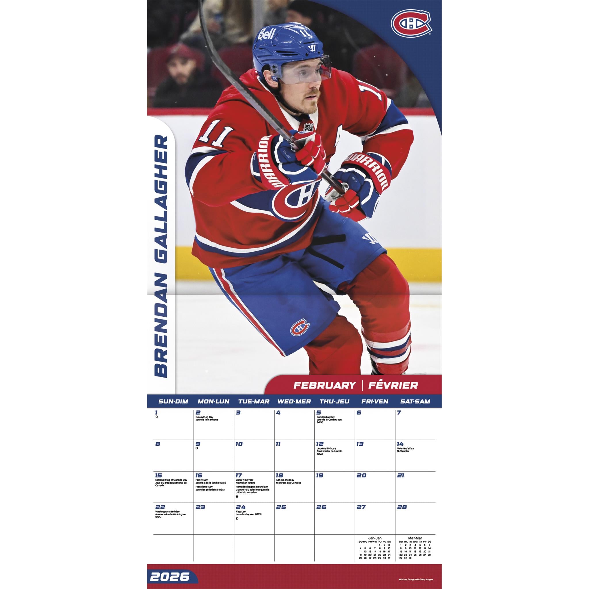 NHL Montreal Canadiens Bilingual 2026 Wall Calendar