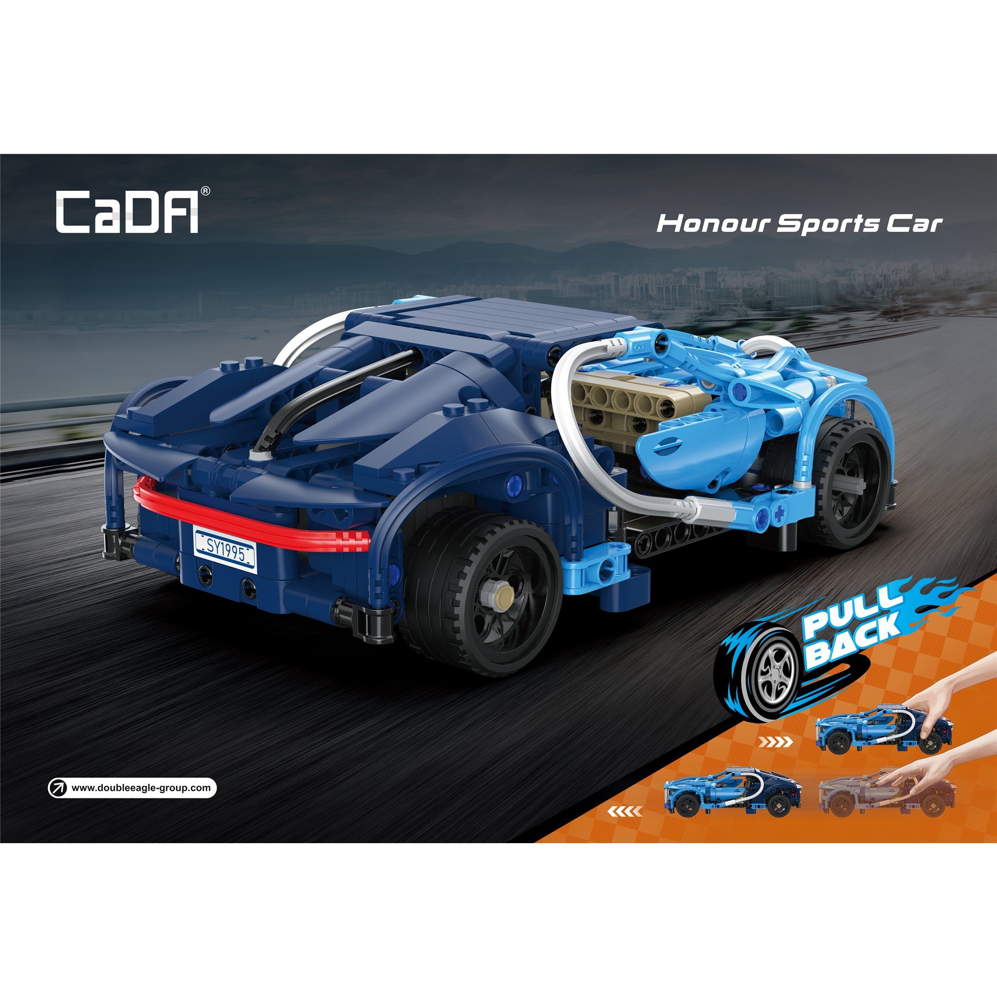 Blue 1:18 Racing Car 377 Pieces with Pull Back Action