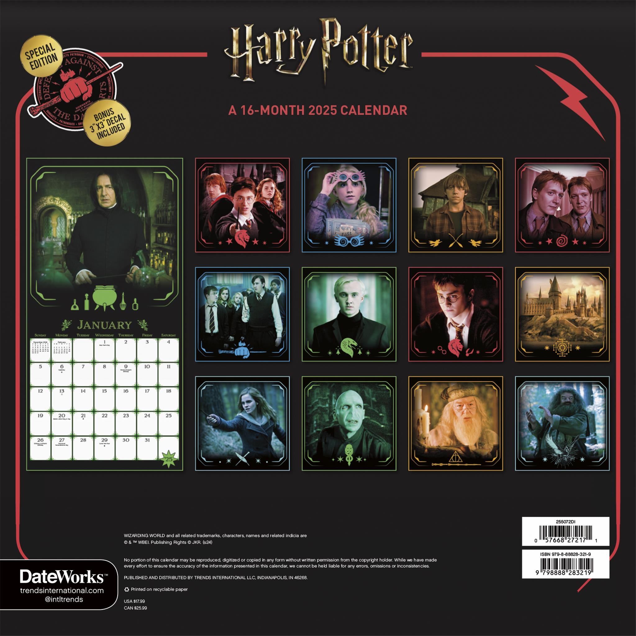Harry Potter Exclusive with Decal Wall 2025 Calendar