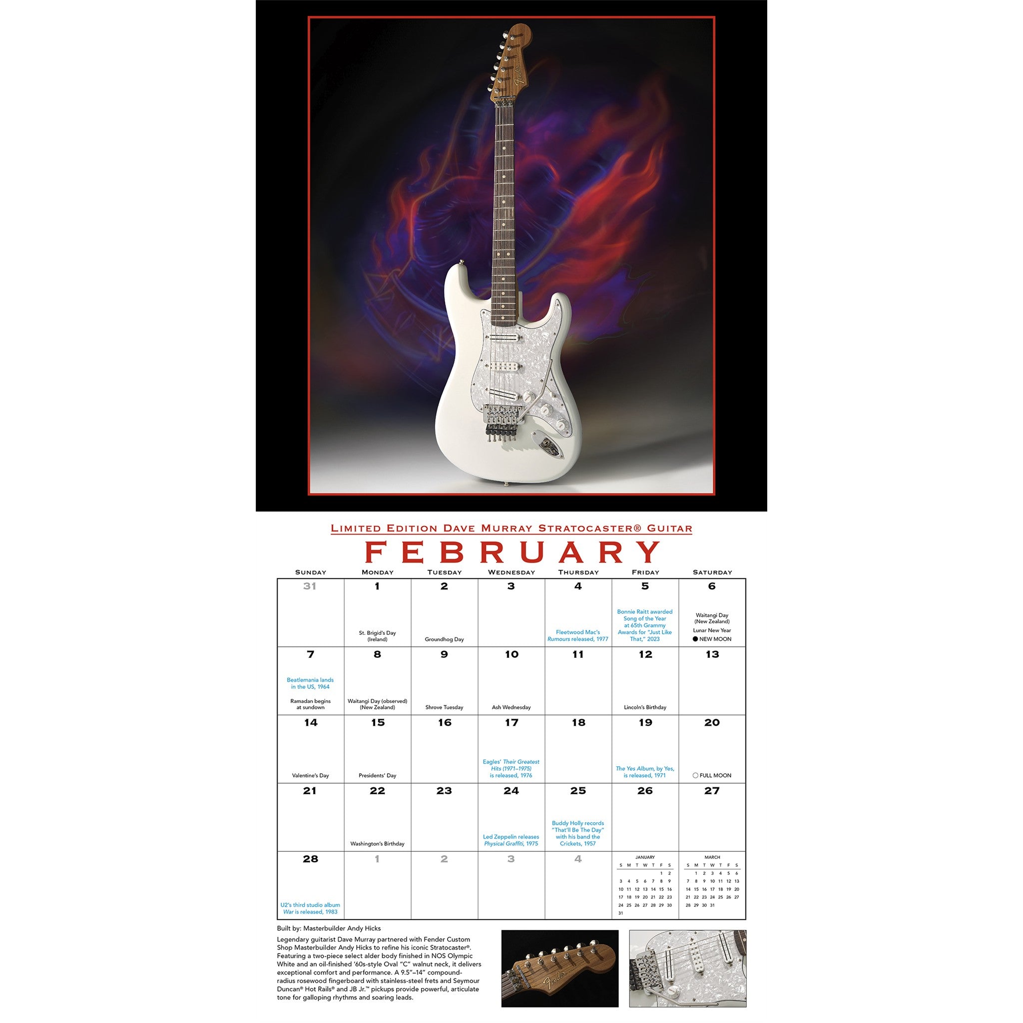 Fender® Custom Shop Guitar 2027 Wall Calendar