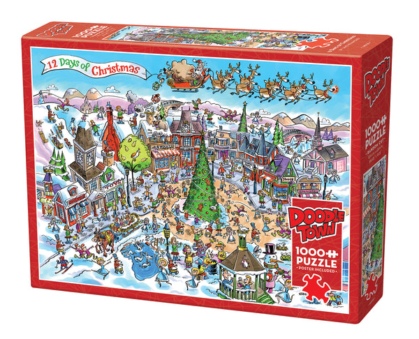 625012445085 DoodleTown 12 Days of Christmas 1000 Piece Puzzle