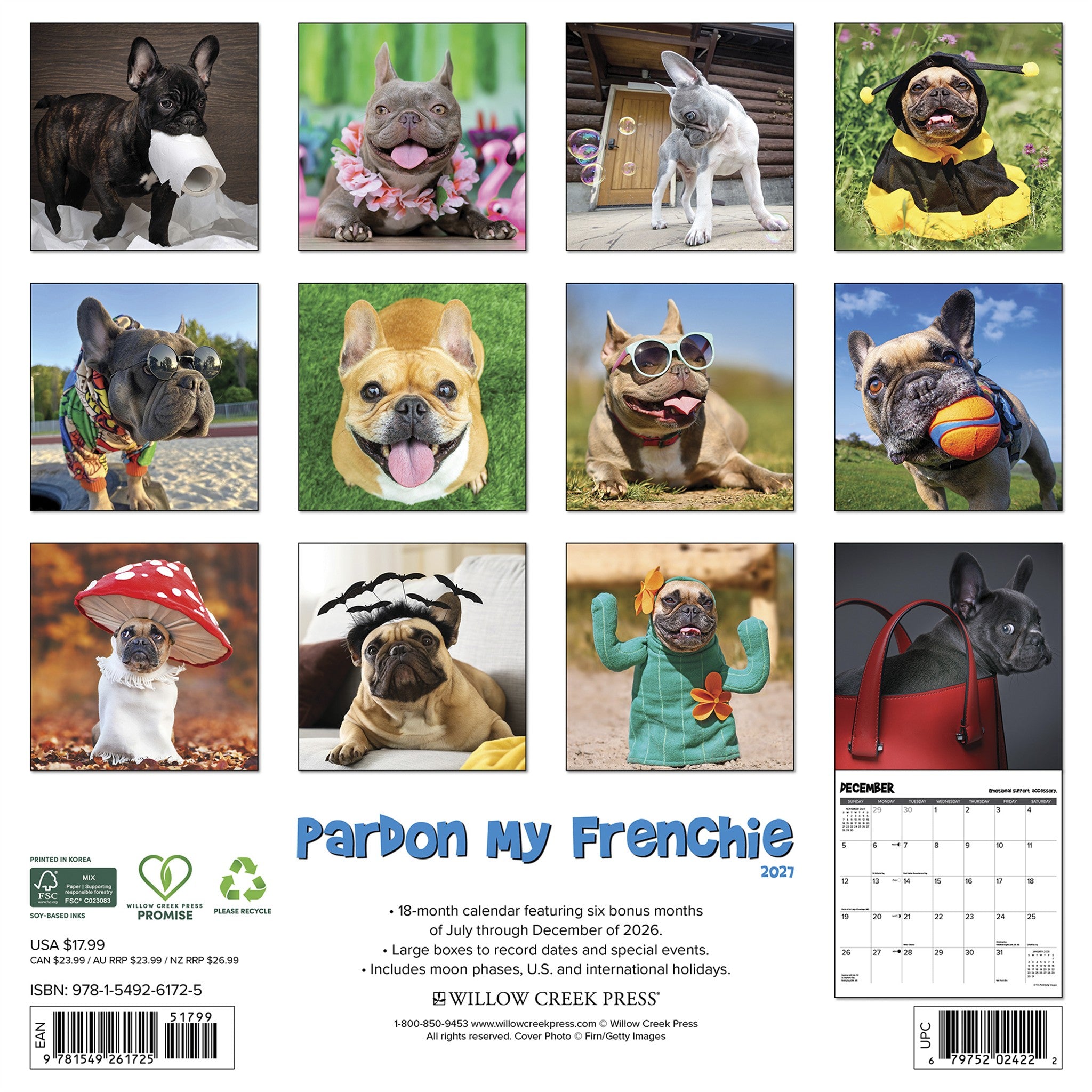 Pardon My Frenchie 2027 Wall Calendar