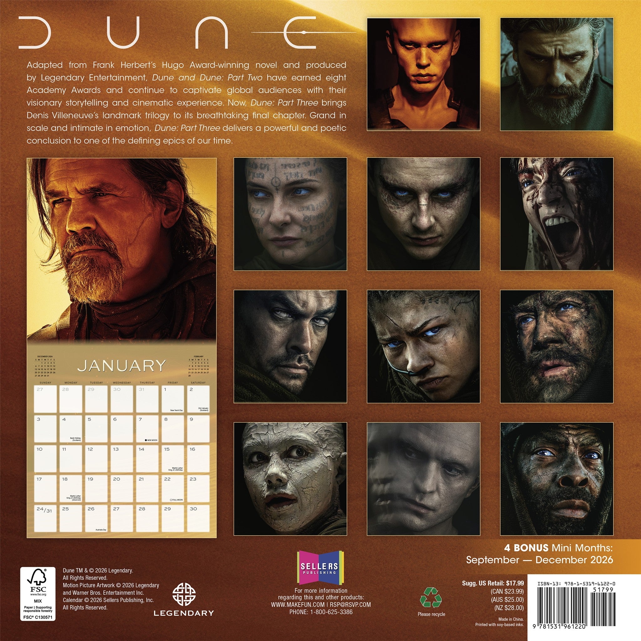 DUNE 2027 Wall Calendar