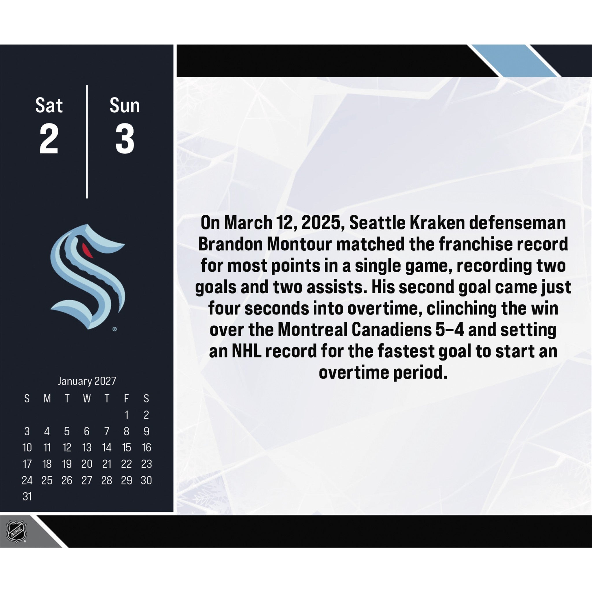 NHL 2027 Box Calendar