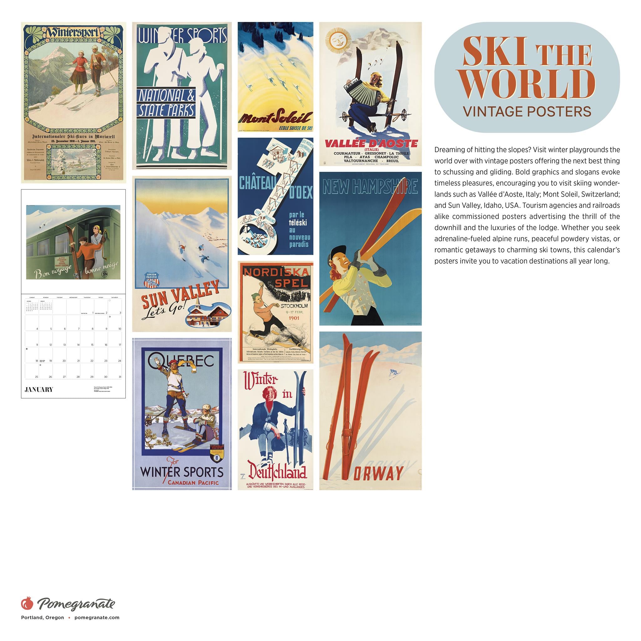 Ski The World 2026 Wall Calendar - Online Only