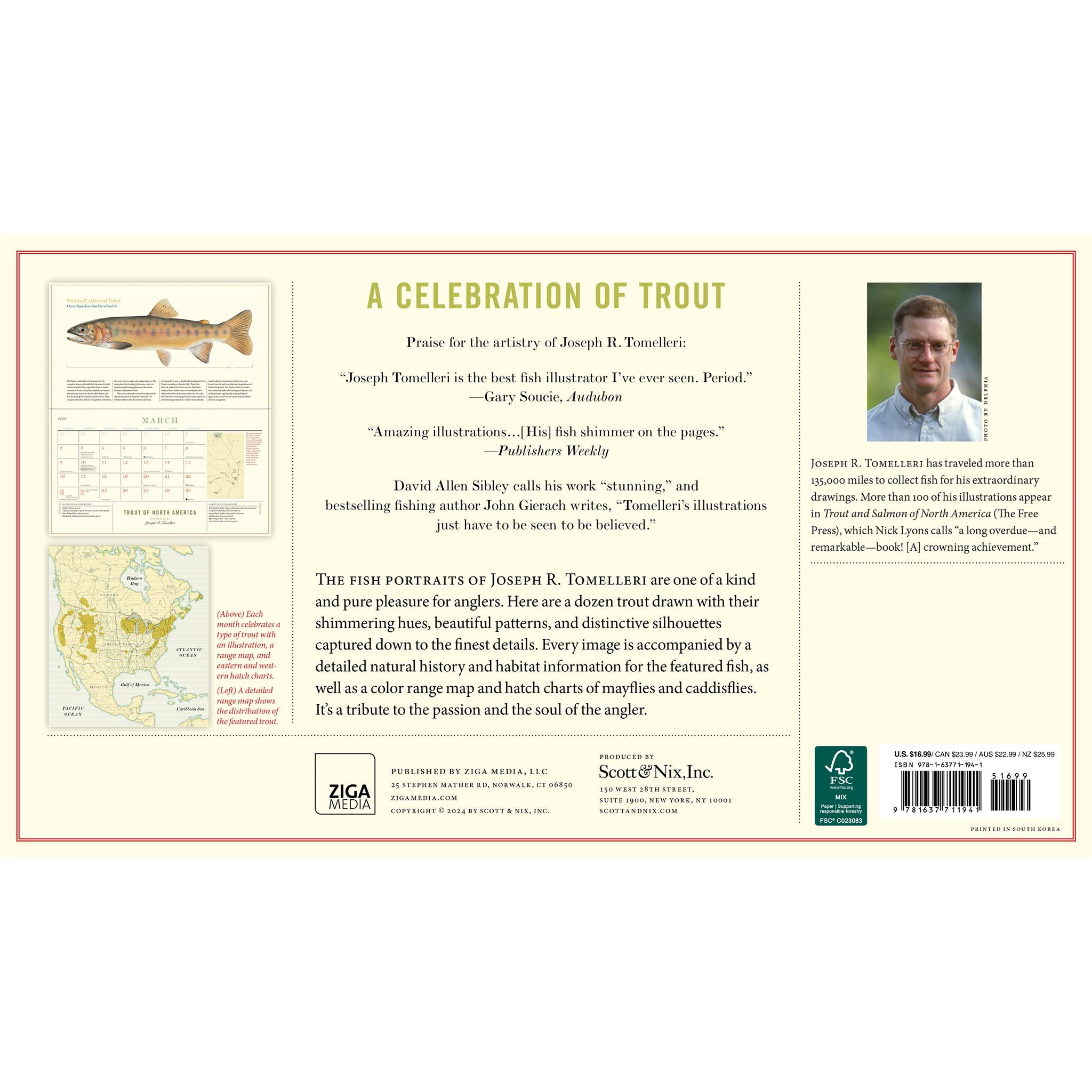 Trout Of North America Wall 2025 Calendar