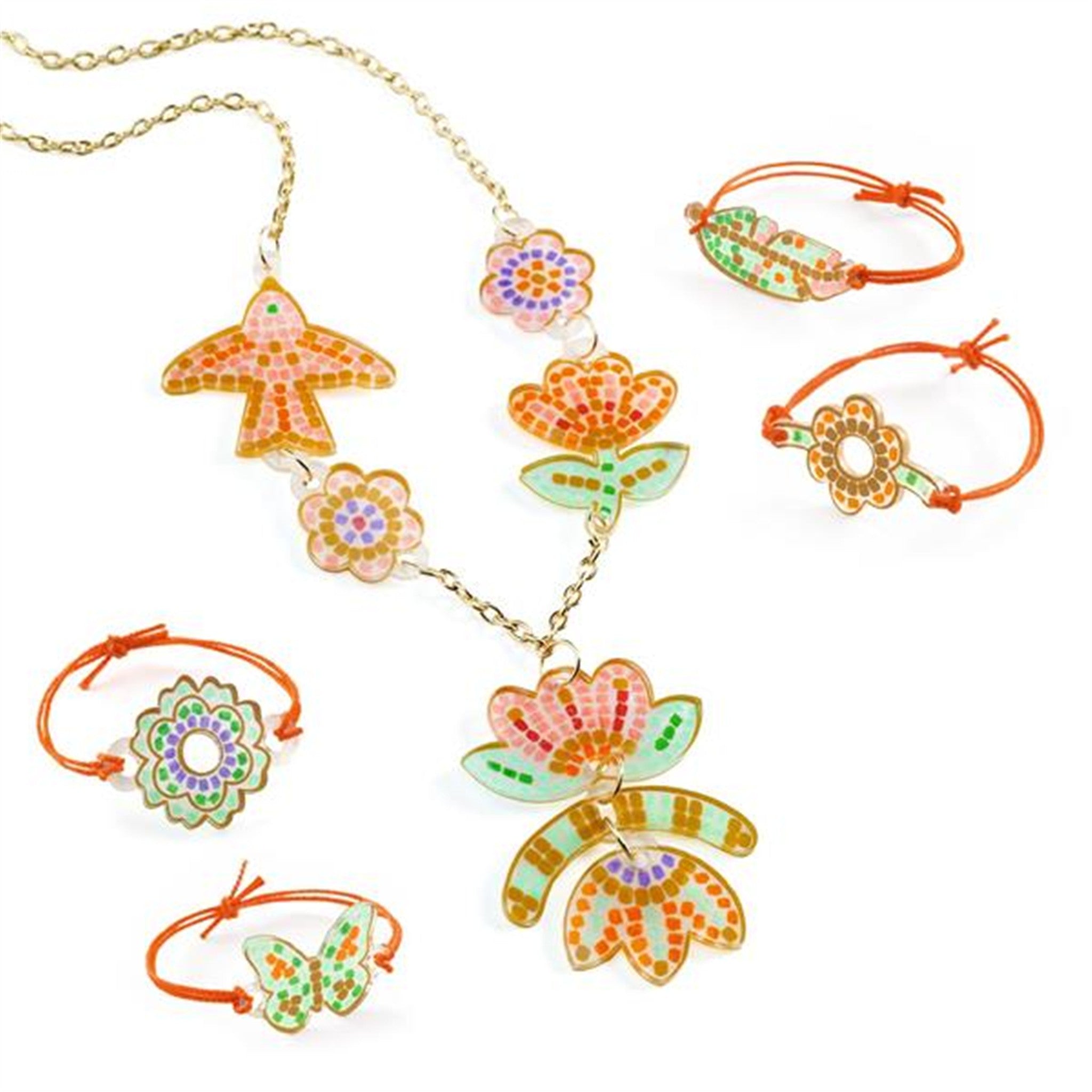 Feather and Lotus Shrink Plastic Jewelry DIY