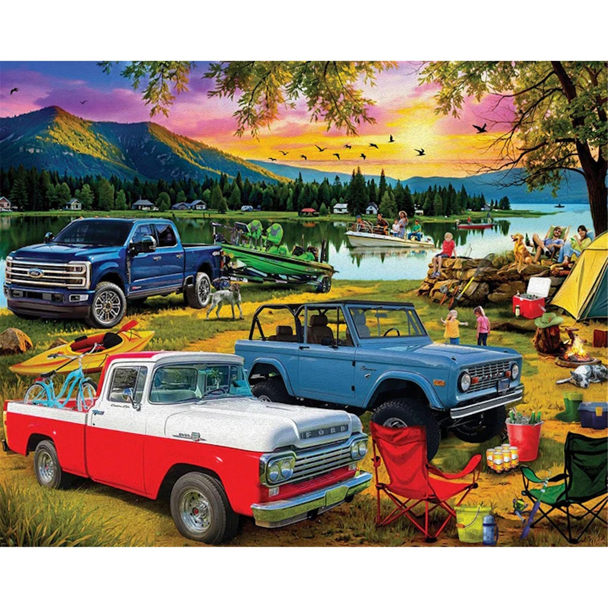 Family Day At The Lake 1000 Piece Puzzle