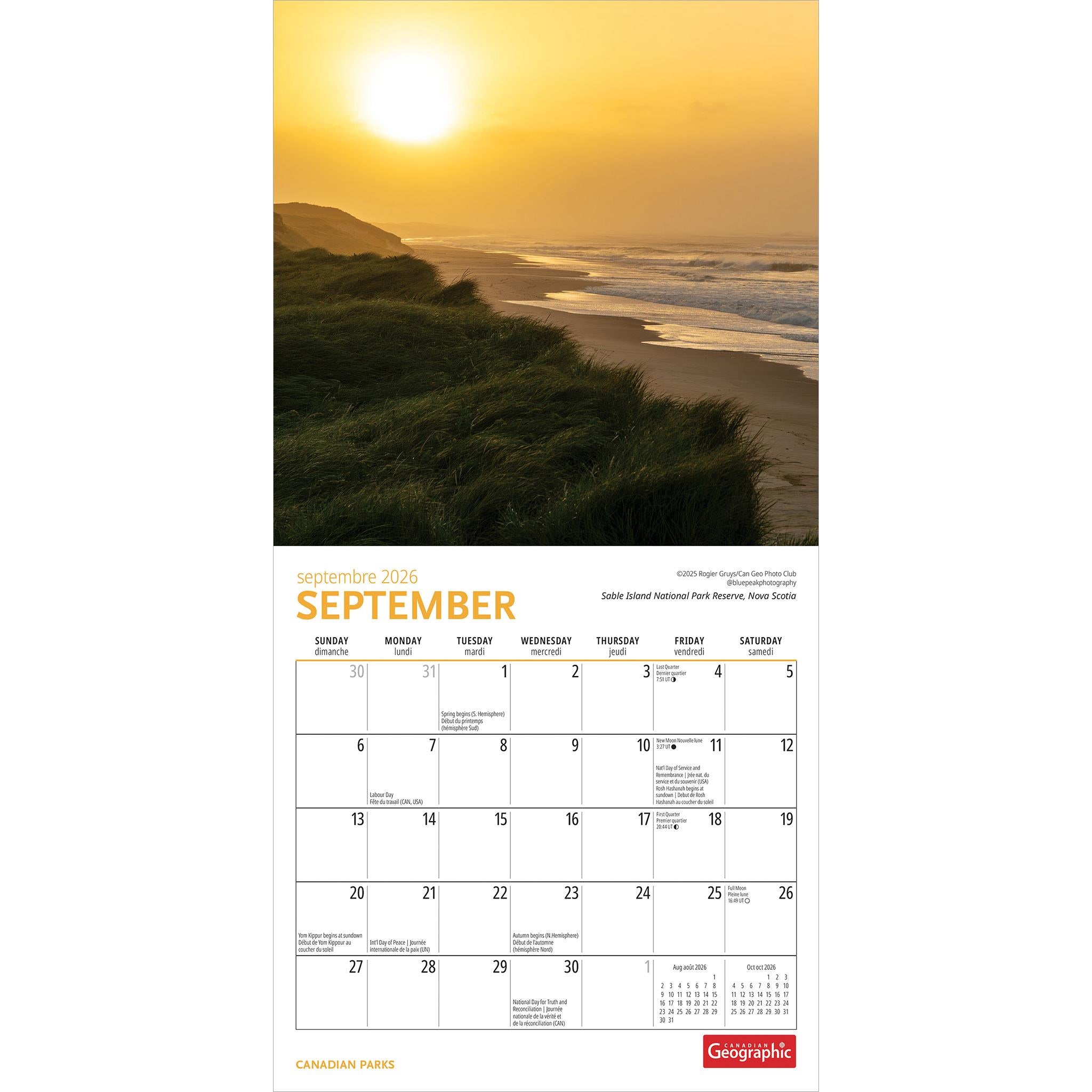 Canadian Geographic Canadian Parks 2026 Mini Calendar