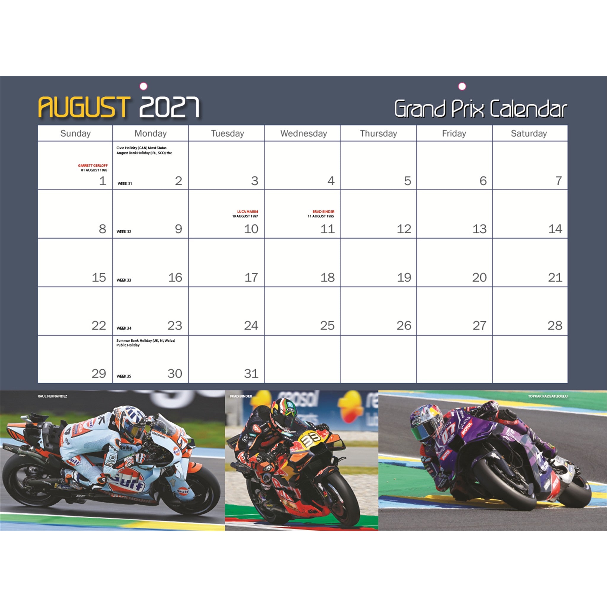 Motocourse Grand Prix and Superbike 2027 Wall Calendar