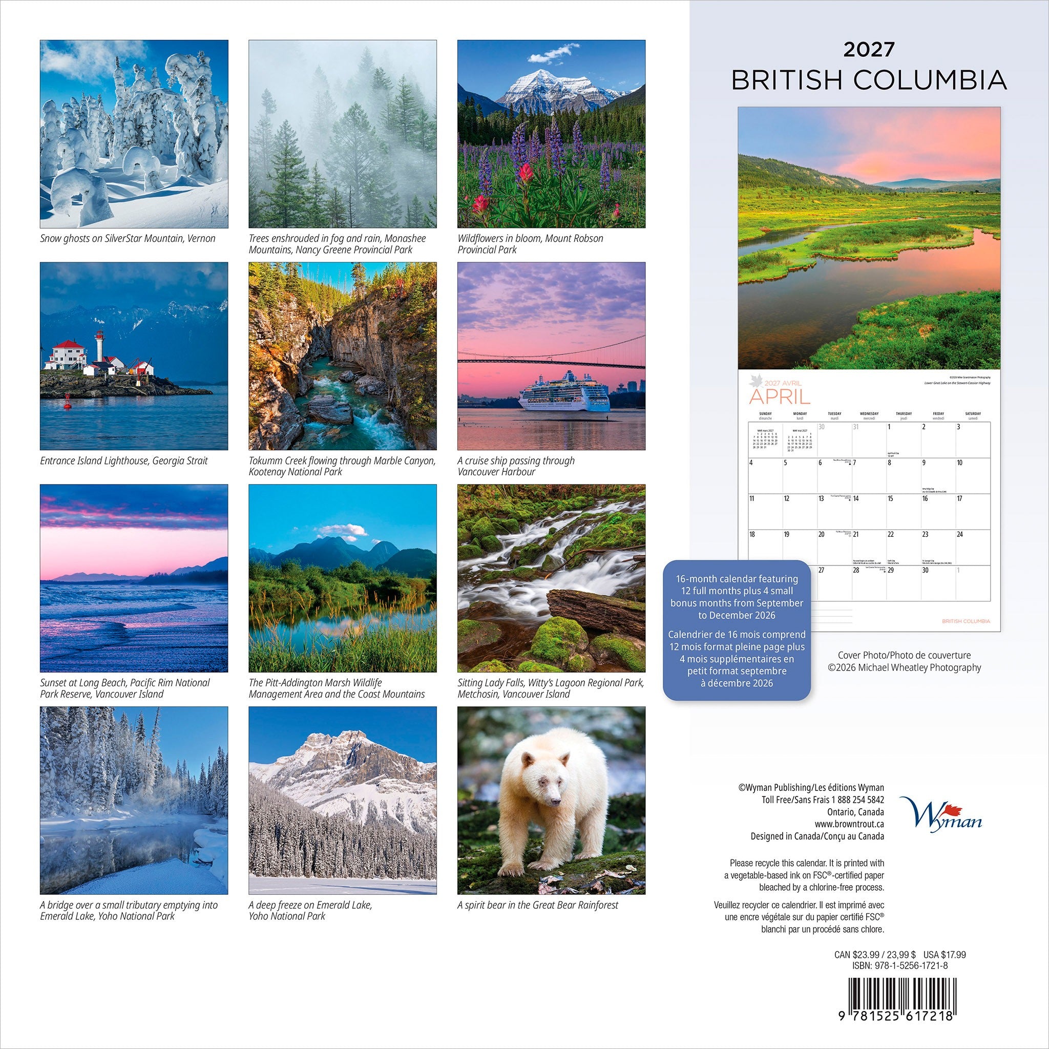 British Columbia 2027 Wall Calendar