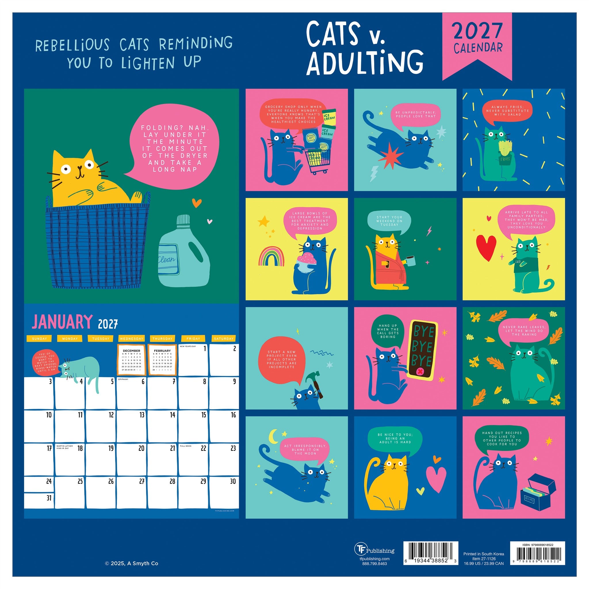 Cat vs Adulting 2027 Wall Calendar - Online Only