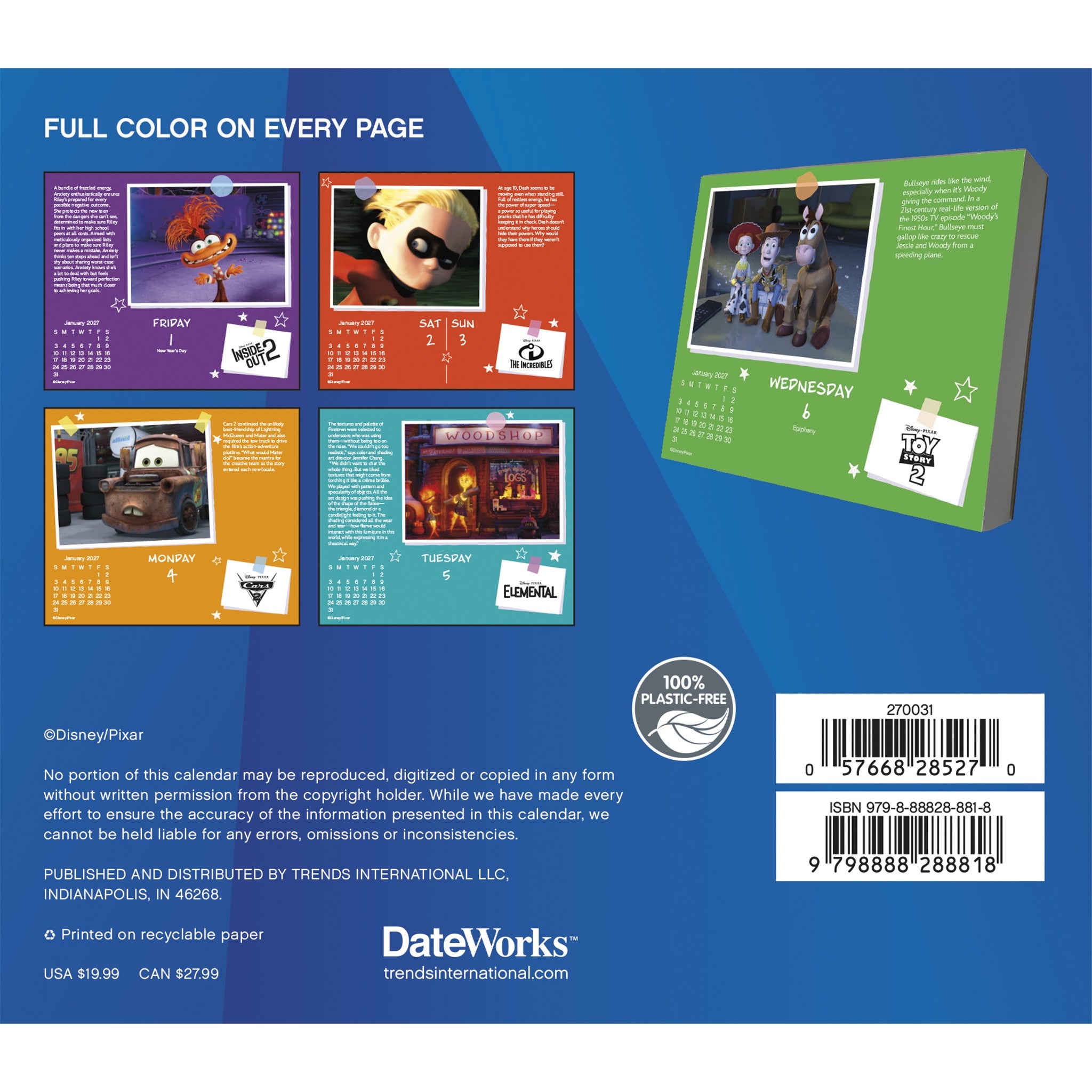 Disney Pixar 2027 Box Calendar - Online Only