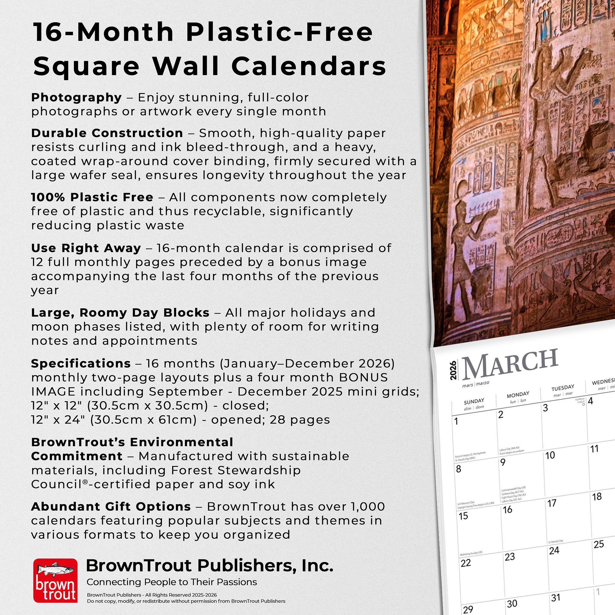 Ancient Egypt 2026 Wall Calendar - Online Exclusive