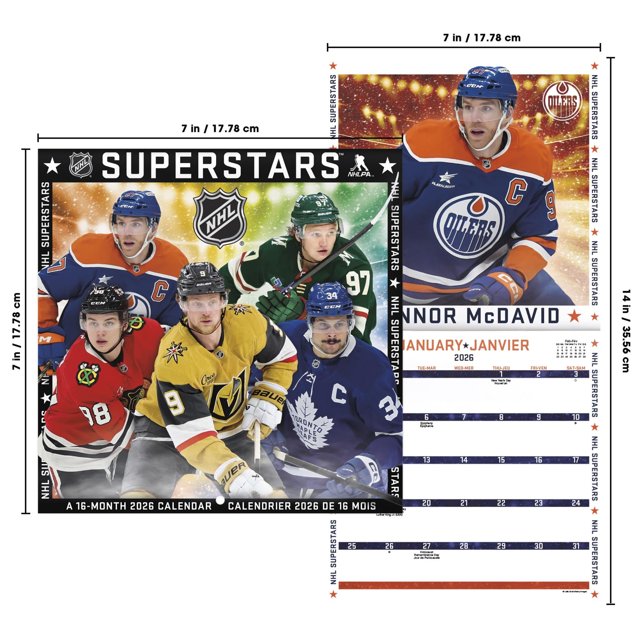 NHL Superstars Bilingual 2026 Mini Calendar