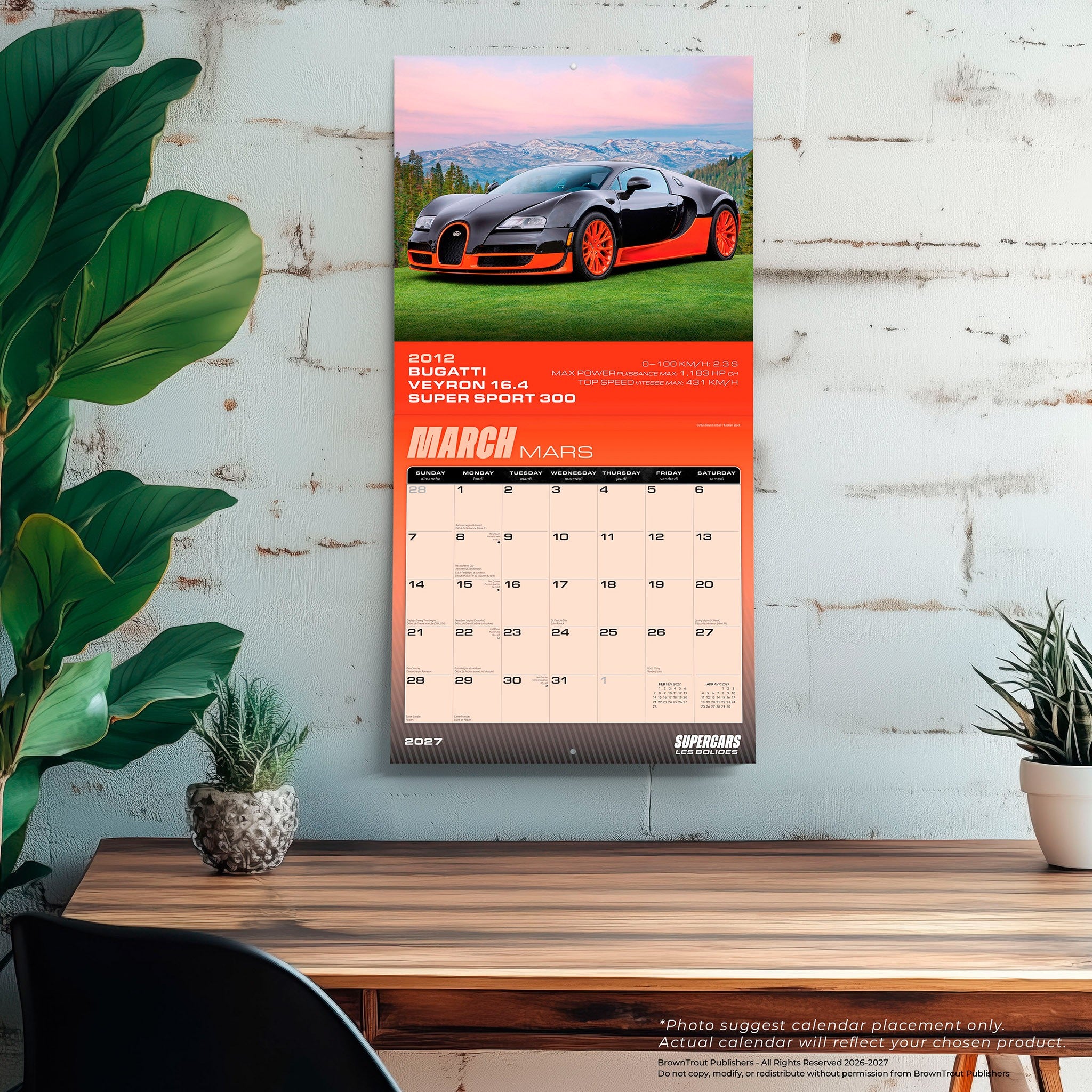 Supercars Les bolides 2027 Wall Calendar (French)
