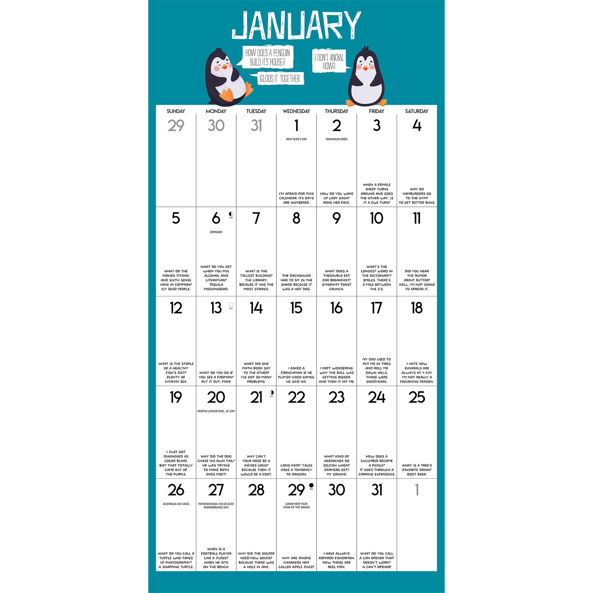 Bad Dad Jokes Wall 2025 Calendar
