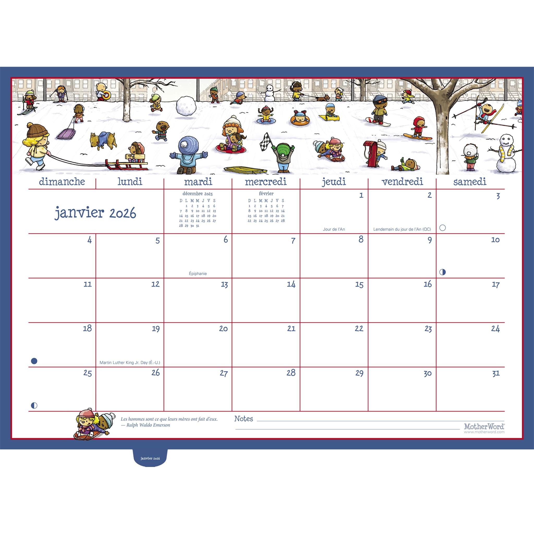 Motherword 2025-2026 Deluxe Wall Calendar (French)