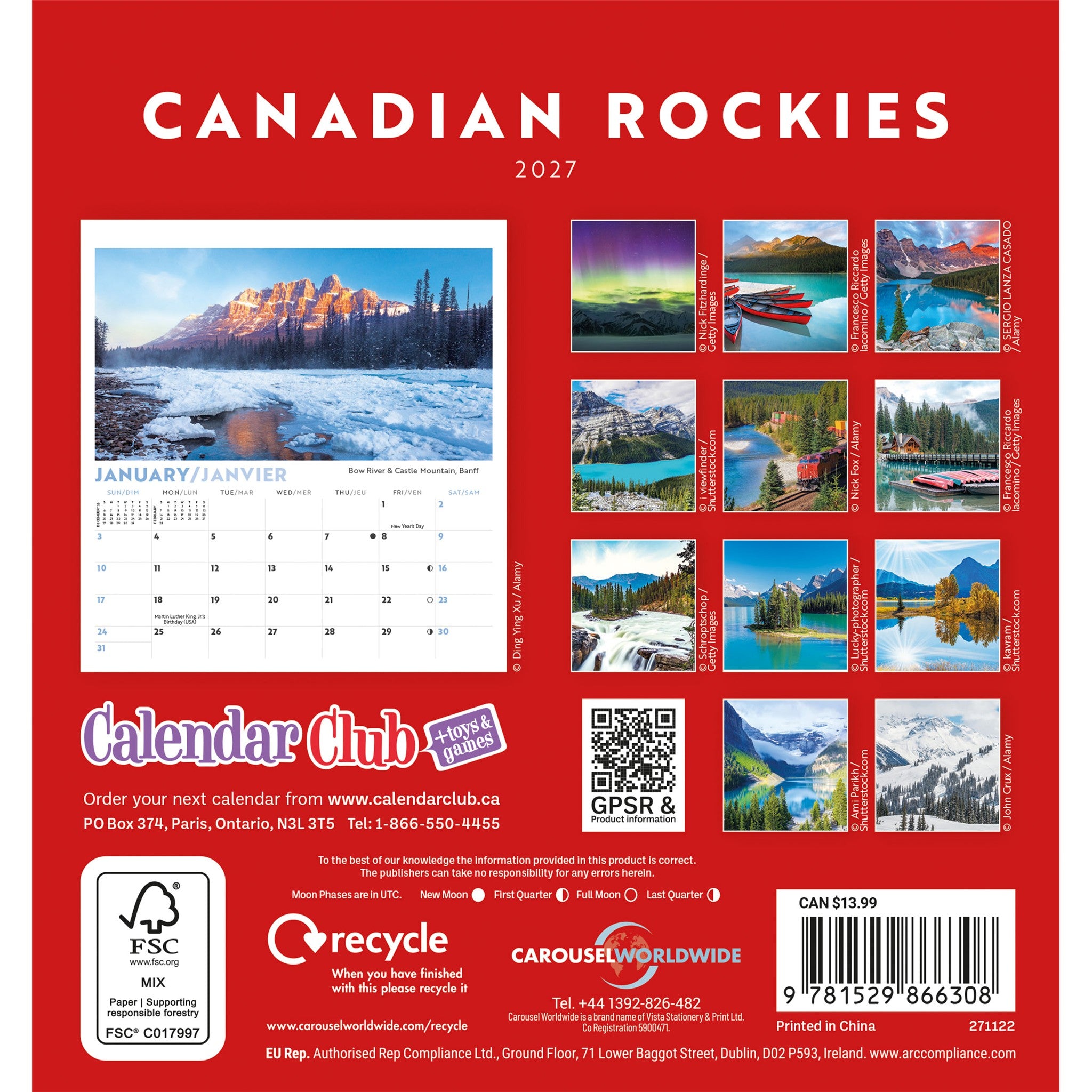 Canadian Rockies 2027 Easel Calendar
