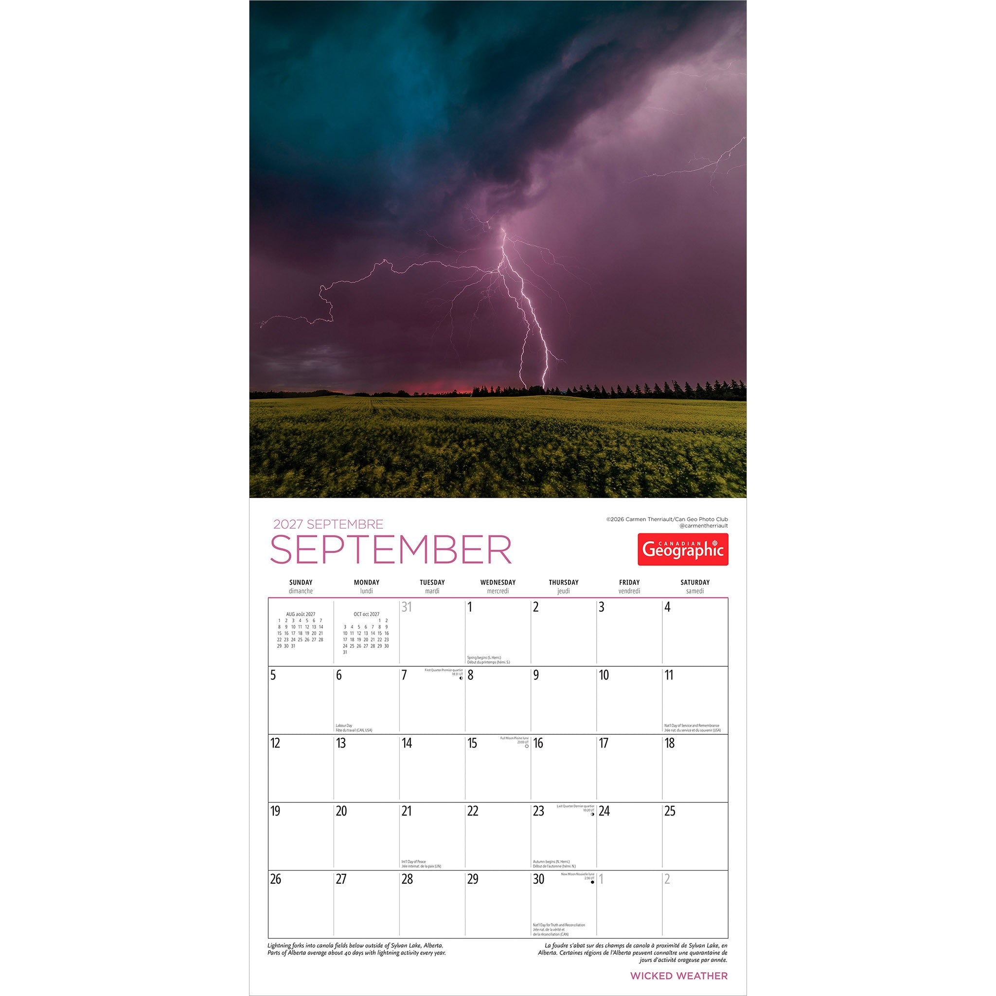 Canadian Geographic Wicked Weather / Météo en folie 2027 Wall Calendar