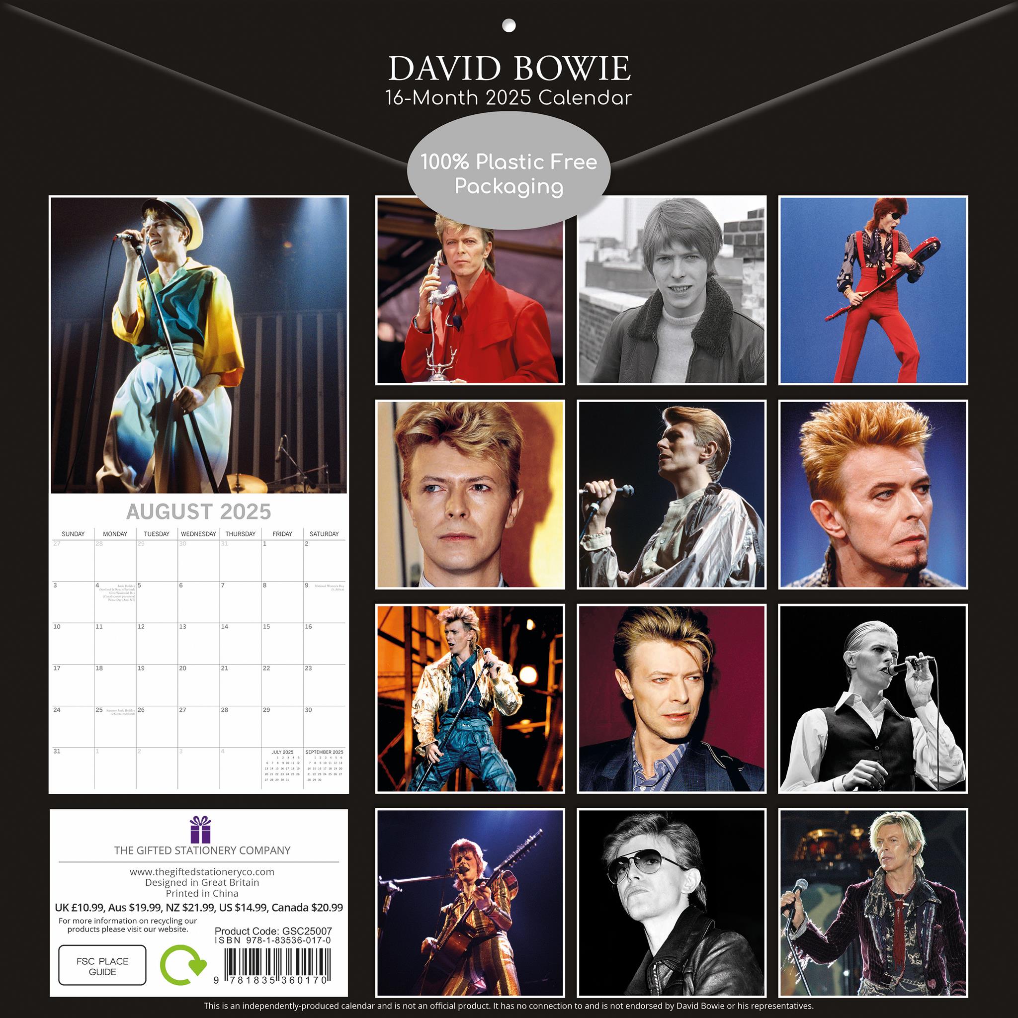 David Bowie Wall 2025 Calendar