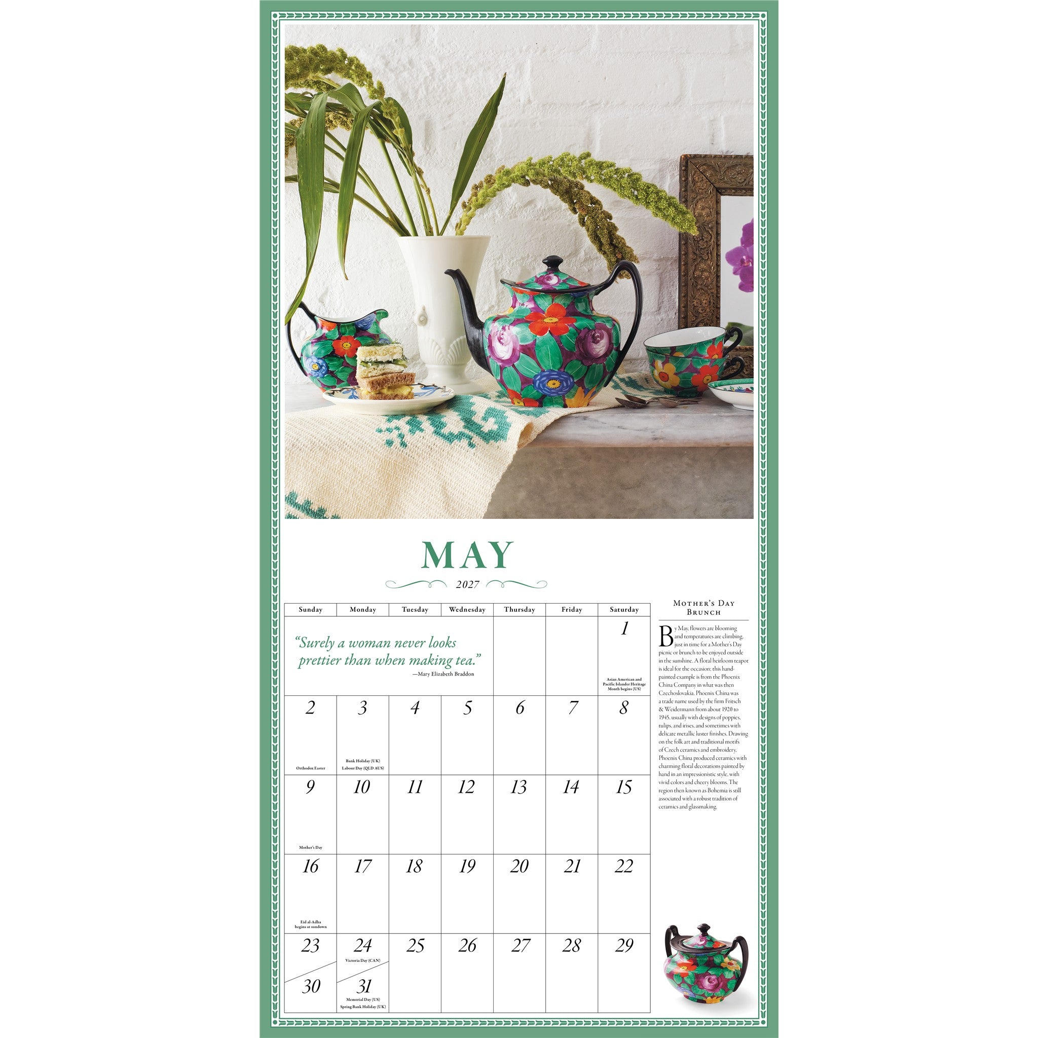Collectible Teapot 2027 Wall Calendar