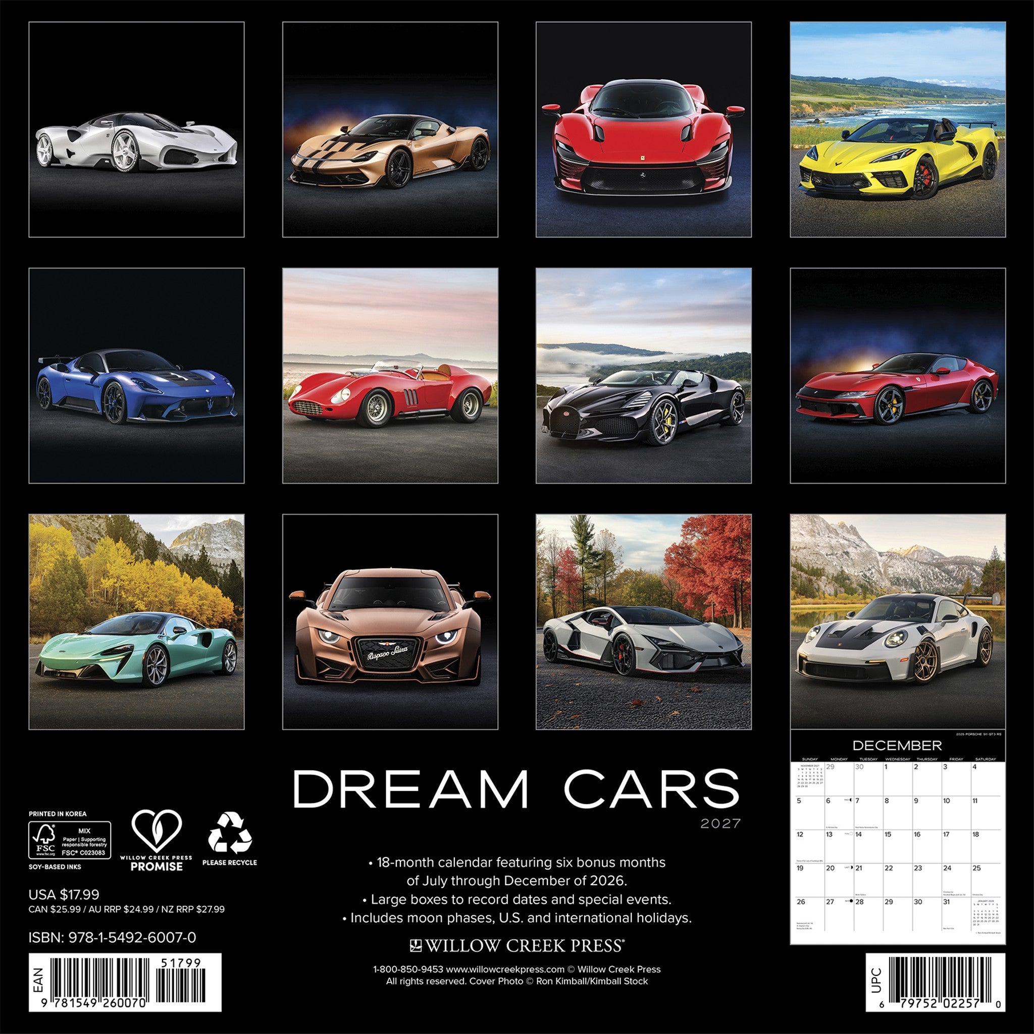 Dream Cars 2027 Wall Calendar